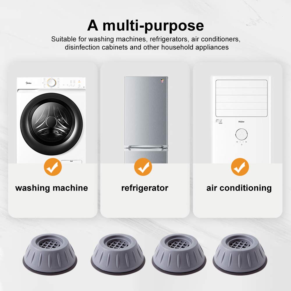 8 Pcs Shock and Noise Cancelling Washing Machine Support, Noise Reducing and Anti Slip Anti Vibration Rubber Washing Machine Feet Pads, Anti-Walk Dryer Washer Vibration Pads,Washing Machine Stabilizer