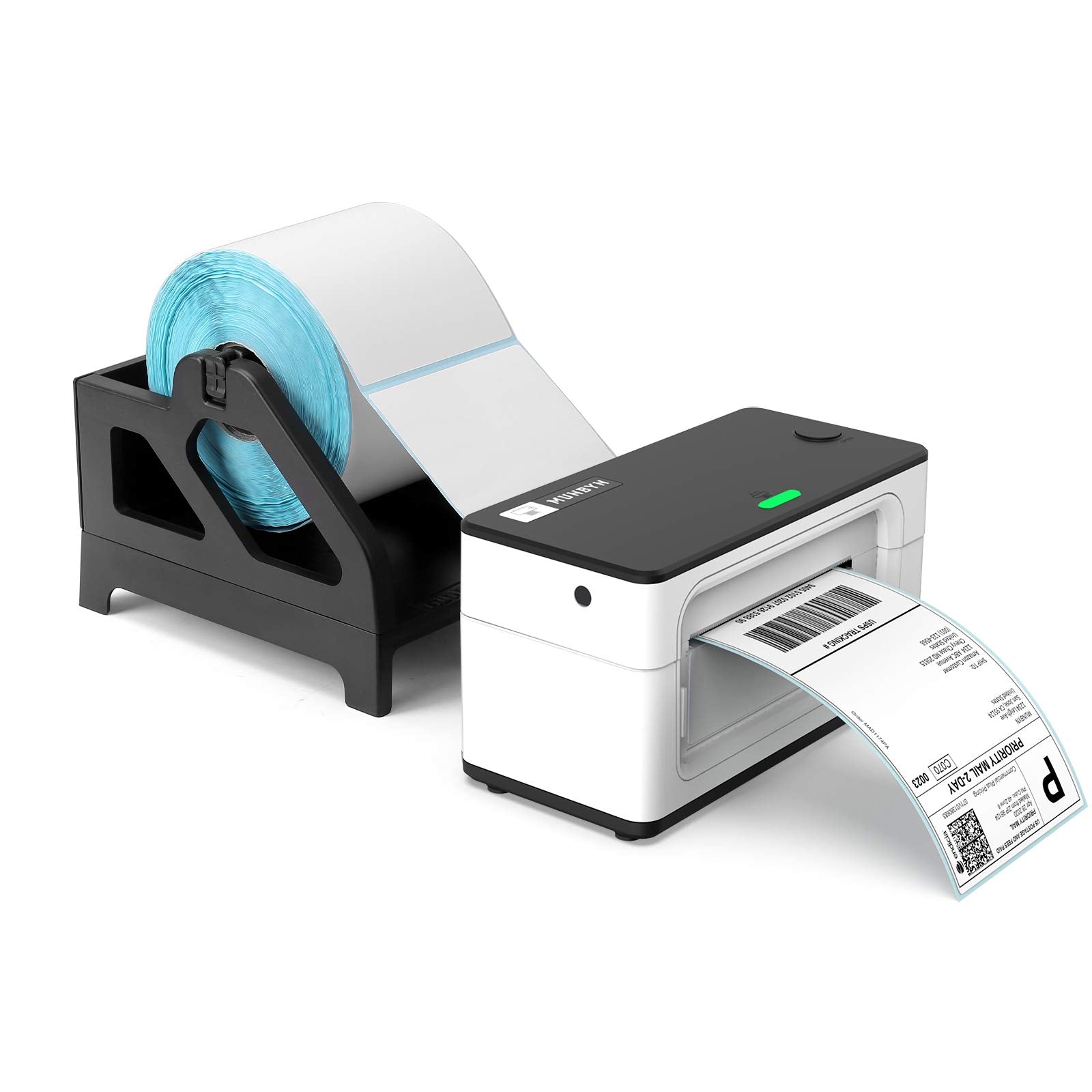 MUNBYN External Label Holder for Rools and Fan-Fold Labels, 2 in 1 External Label Stand for Shipping Thermal Label, Work with Desktop Shipping Label Printer