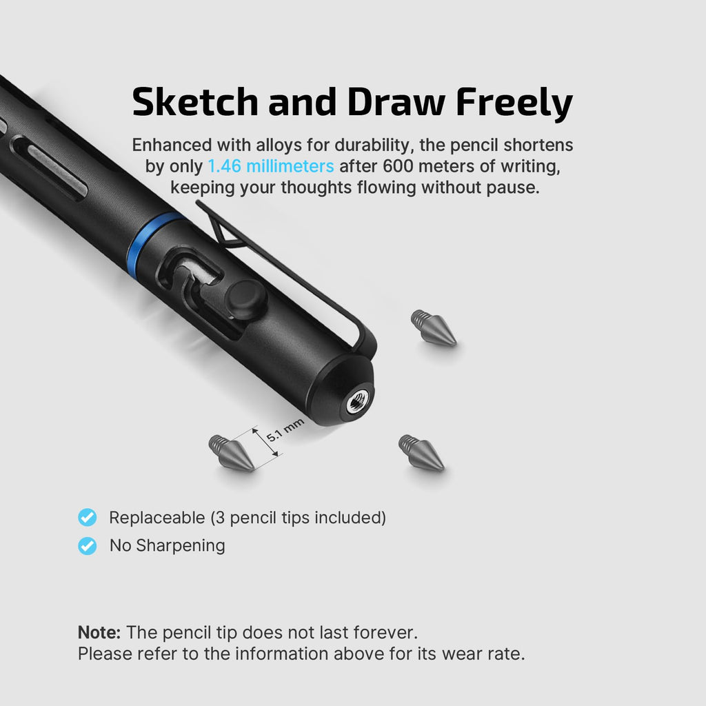 OLIGHT O'Pen Mini 2 Portable Ballpoint Pen, Bolt Action Pen with Pen and Pencil Tip, EDC Replaceable Black Ink Pens with Stainless Steel Pen Clip for Working, Writing (Black)