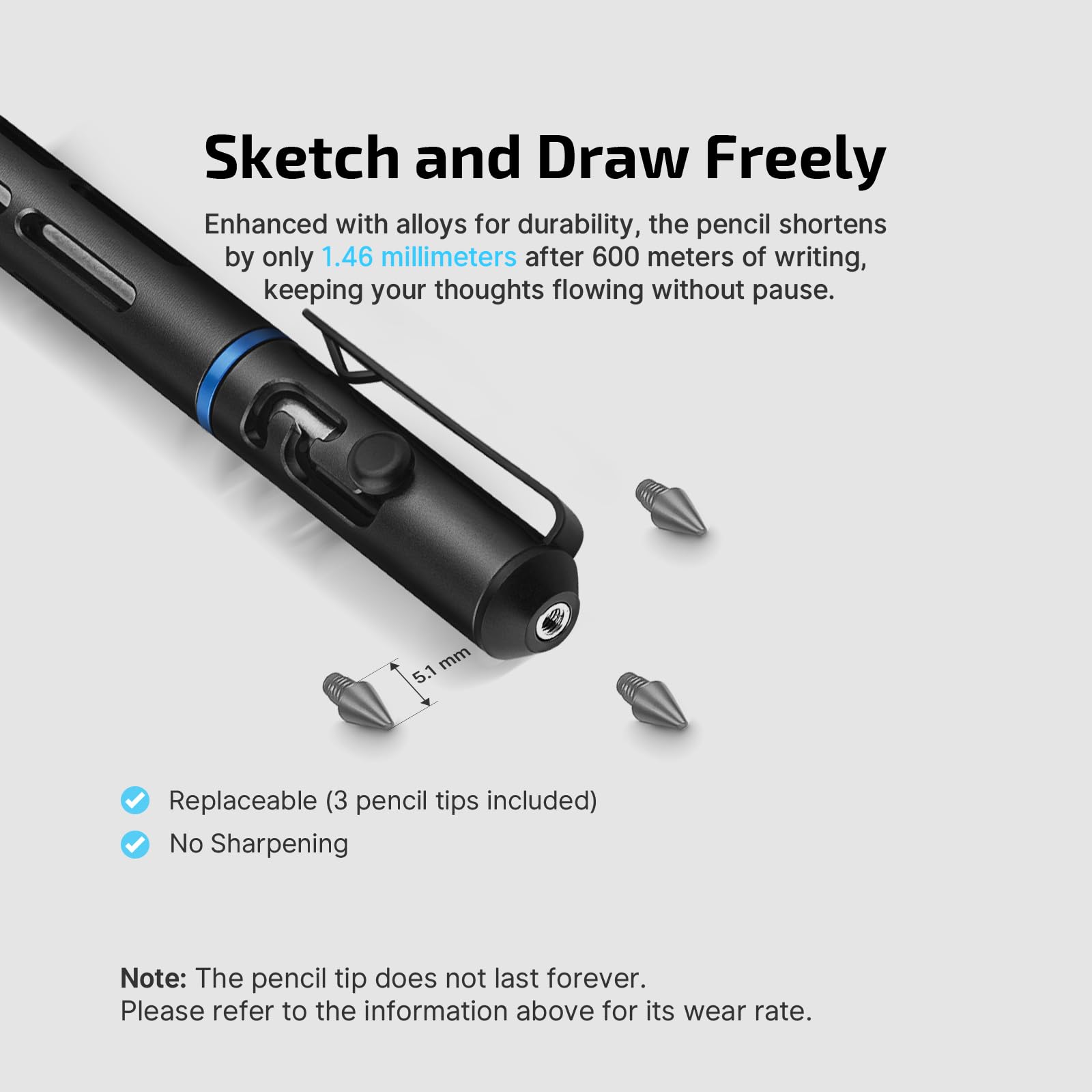 OLIGHT O'Pen Mini 2 Portable Ballpoint Pen, Bolt Action Pen with Pen and Pencil Tip, EDC Replaceable Black Ink Pens with Stainless Steel Pen Clip for Working, Writing (Black)