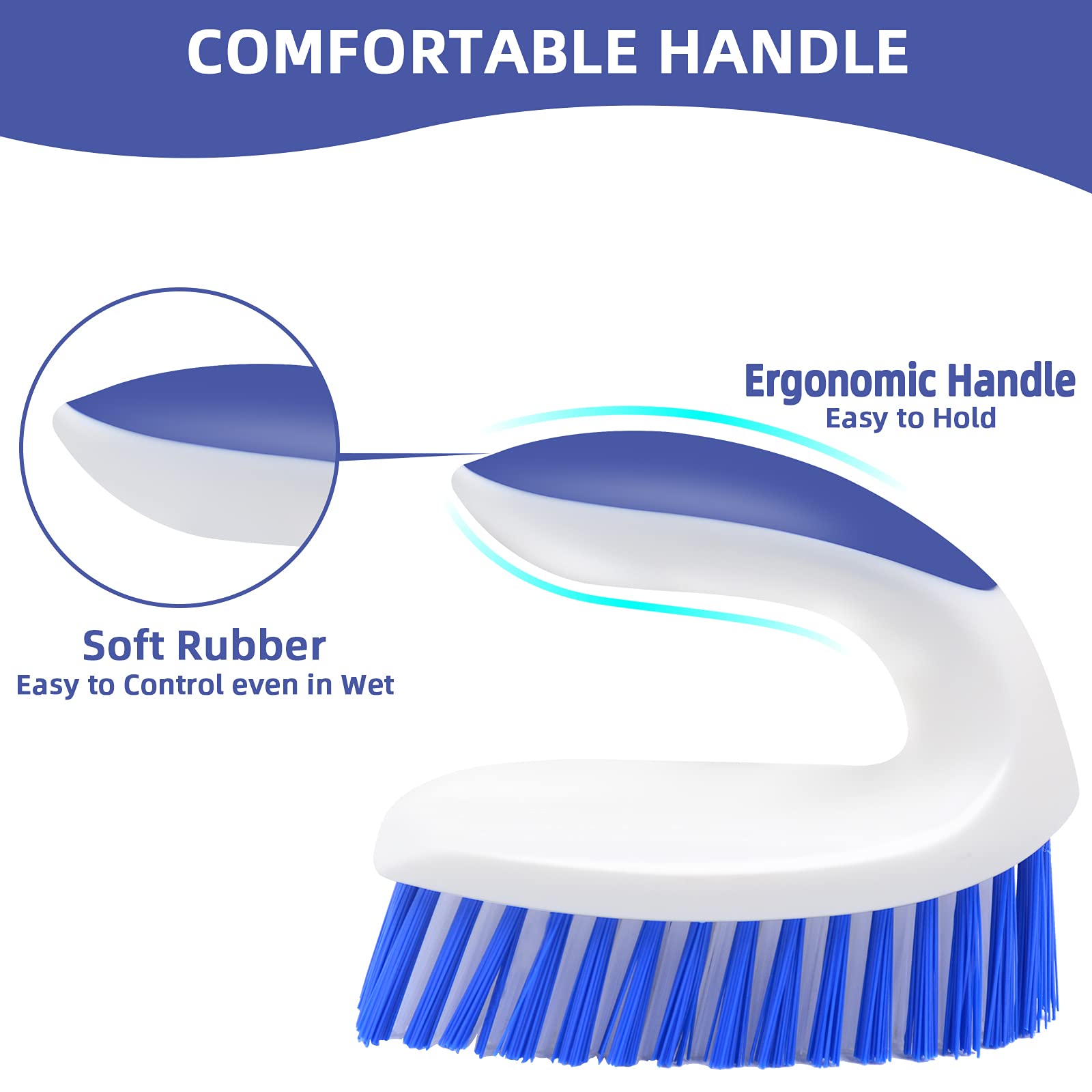 Heavy Duty Scrub Brush Pack of 2, Cleaning Brush with Comfortable Grip for Bathroom, Shower, Carpet, Sink Cleaning