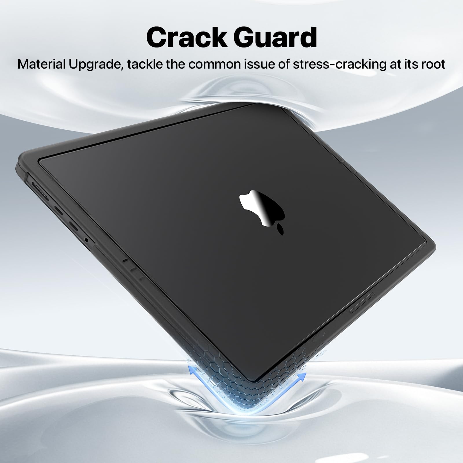 Soonjet CrackGuard for MacBook Pro 14 inch Case M5 M4 M3 M2 M1 Pro/Max 2026 2025-2021 [Anti-Crack Upgrade] [100% Match Official Color] Cover Protective Hard Shell Case Laptop - Space Black Clear