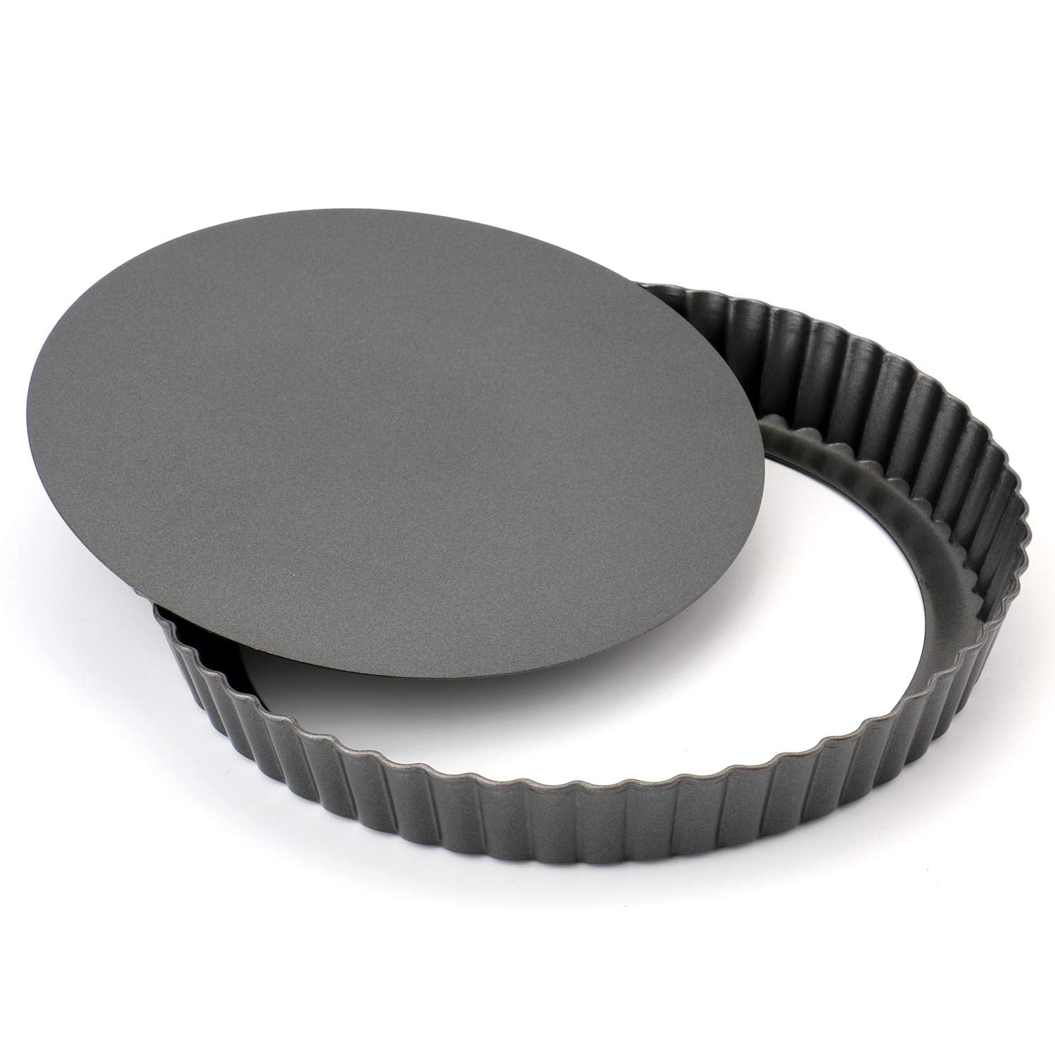 Tosnail Set of 3 Non-Stick Round Quiche Pan, 12 Inch, 10 Inch, 8 Inch Fruit Tart Pan, Fluted Pie Pan with Removable Bottoms