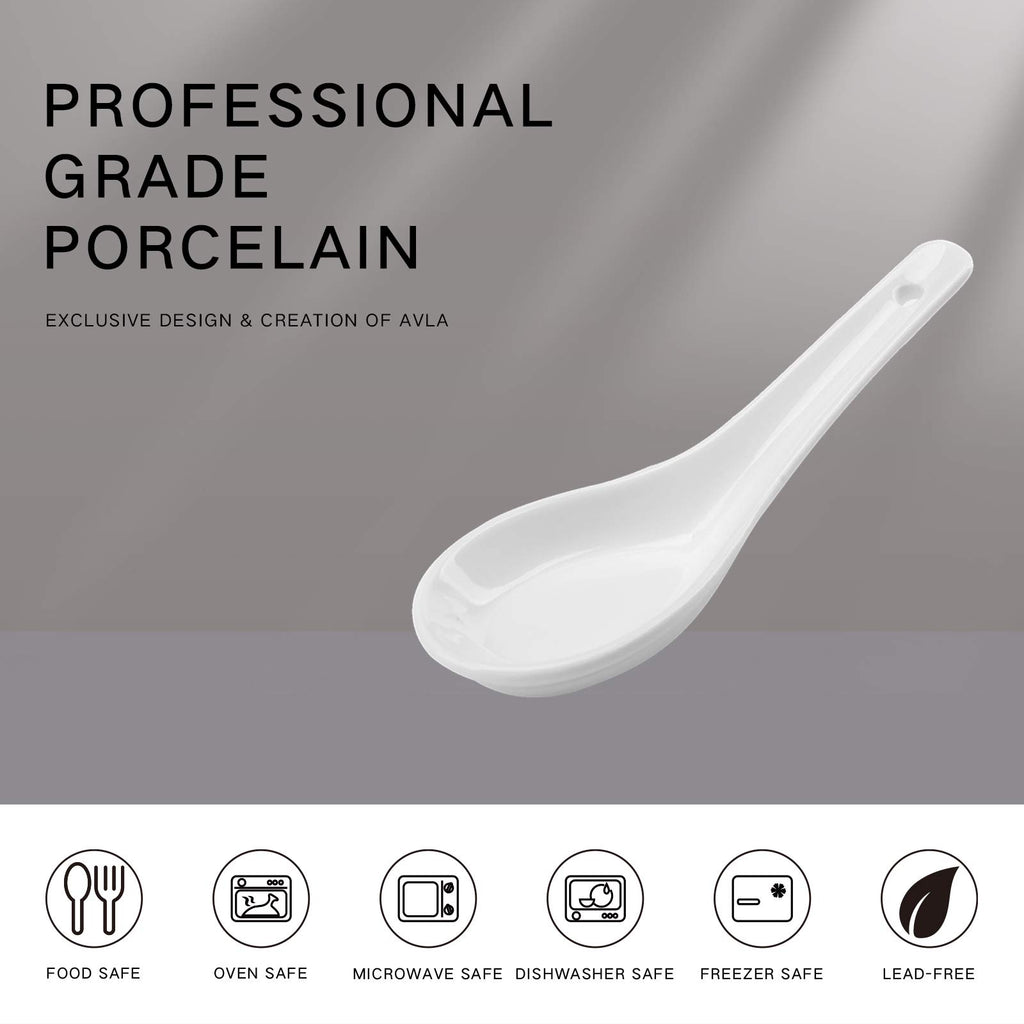 Yopay 24 Pack Soup Spoon Ceramic Asian Ramen Spoons, 5 Inch Small White Porcelain Spoons, Dessert Spoon for Adults Appetizer Wonton Dumpling Miso Pho Macaron, Dishwasher Safe, Oven Safe