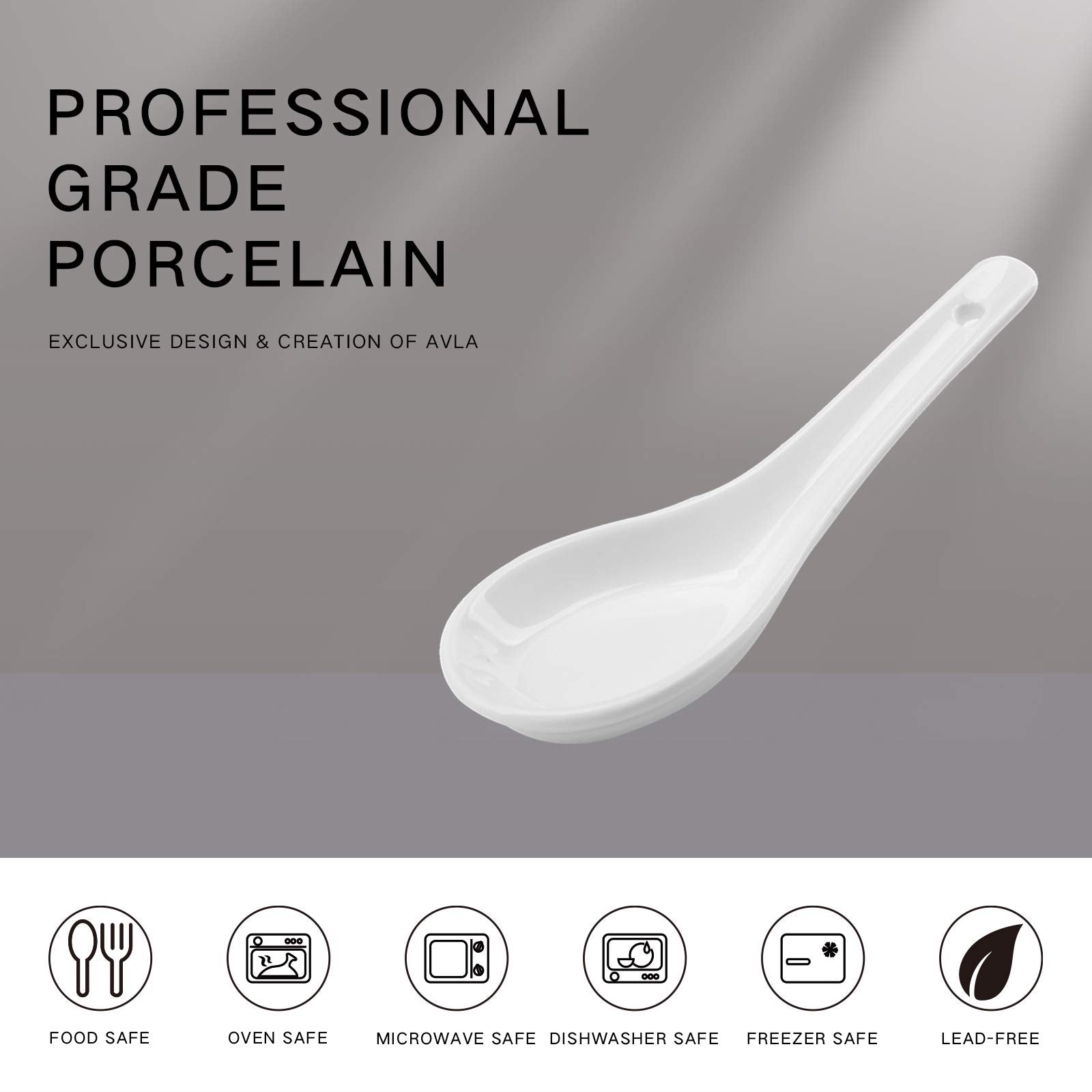 Yopay 24 Pack Soup Spoon Ceramic Asian Ramen Spoons, 5 Inch Small White Porcelain Spoons, Dessert Spoon for Adults Appetizer Wonton Dumpling Miso Pho Macaron, Dishwasher Safe, Oven Safe