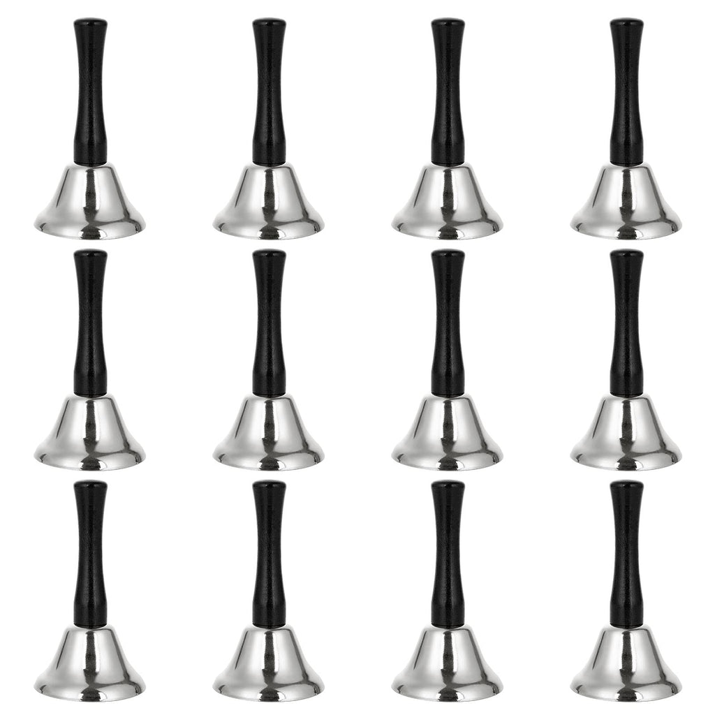 CYEAH Hand Bell, 12PCS Silver Steel Service Bell Call Bell Dinner Bell for Wedding, Service, Game, Alarm, Jingles (Silver)