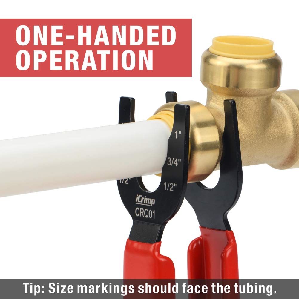 iCrimp CRQ01 Disconnect Tong Sized 1/2 inch, 3/4 inch, 1 inch, Removal Tool Used for Demount Brass Push Fit, Push-to-Connect Fittings