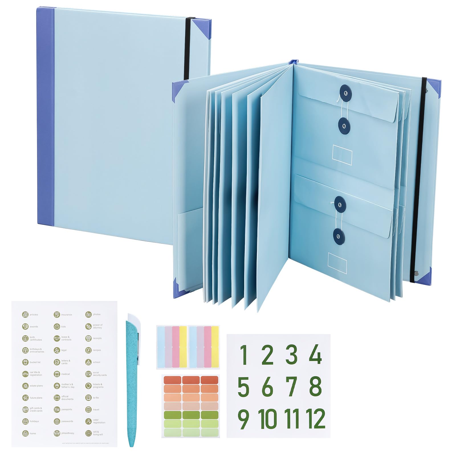 If i Die Binder - Veleron Life Organizer,Important Document Organizer,in Case I Die Document Folder,Document Organizer Folio with Pockets File Home School Office Supplies (Blue)