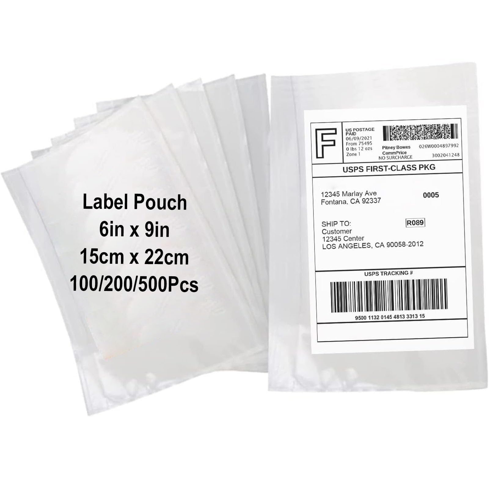 MBLABEL 200 Pcs-15.2x22.8cm（6x9in） Shipping Envelopes, Packing List Mailing Envelopes Clear Adhesive Shipping Label Sleeves Shipping Supplies for Small Businesses