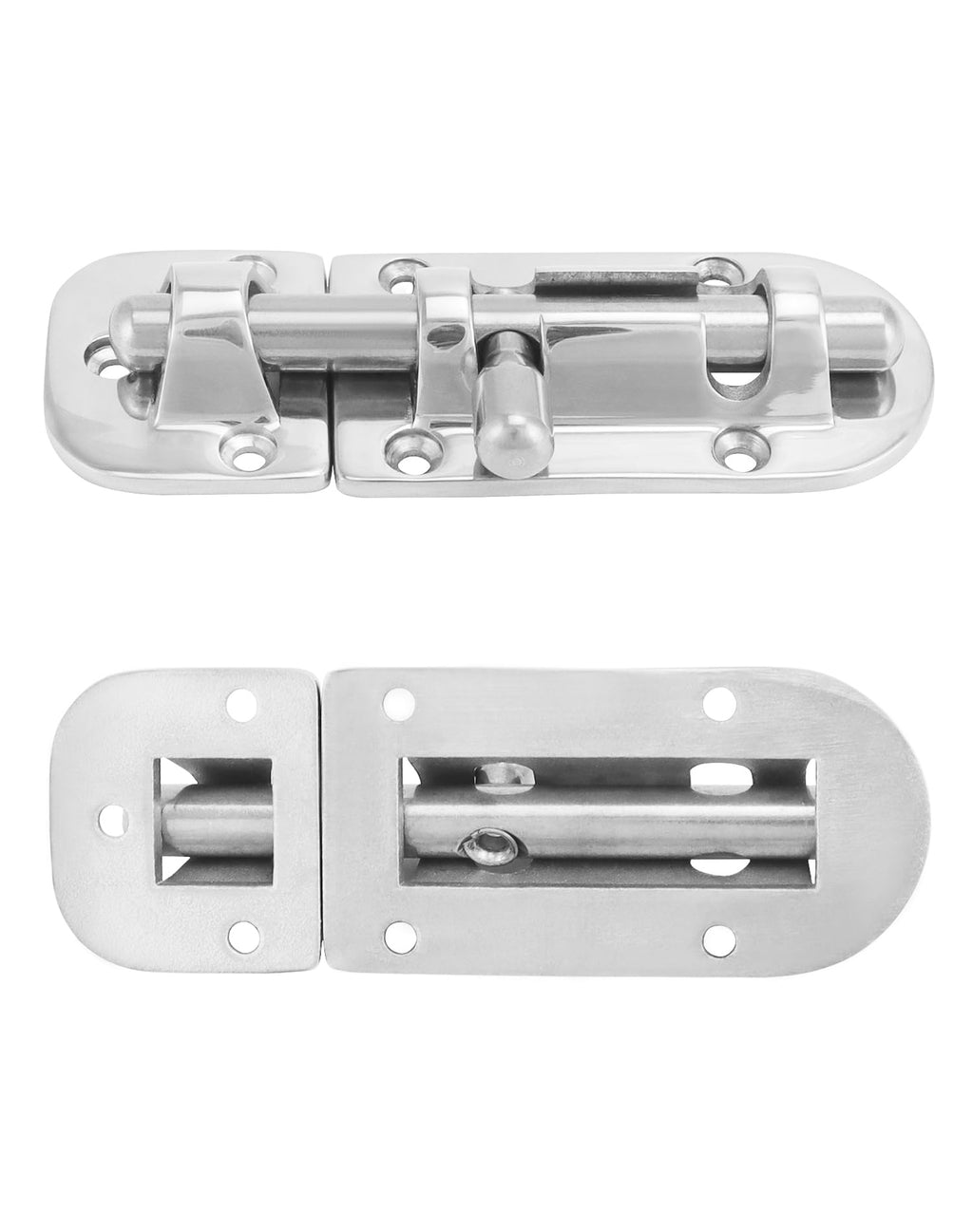 QWORK Boat Door Latch Lock, 2 Pack Marine 316 Stainless Steel Heavy Duty 4-1/3" Long Door Window Lock Latch Slide Barrel Bolt Clasp for Marine Boat Window/Door/Hatch/Cabinet