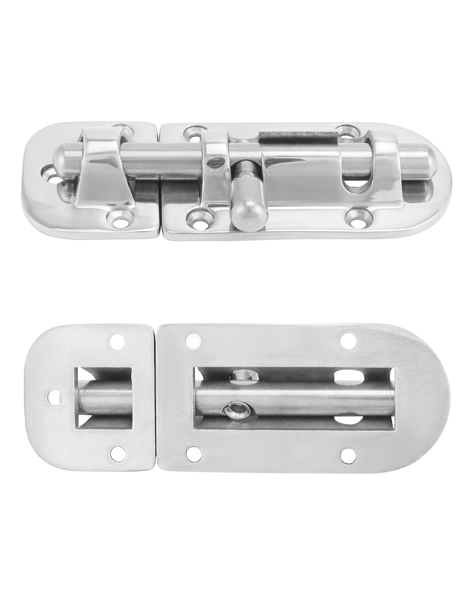 QWORK Boat Door Latch Lock, 2 Pack Marine 316 Stainless Steel Heavy Duty 4-1/3" Long Door Window Lock Latch Slide Barrel Bolt Clasp for Marine Boat Window/Door/Hatch/Cabinet