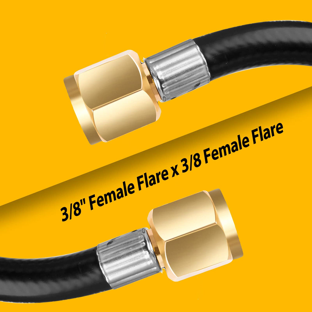 Bbcuepro 12FT Propane Hose Assembly with Both 3/8" Female Flare for Most Gas Grill, RV, Heater, Generator, Fire Pit and More - Propane Hose Extension