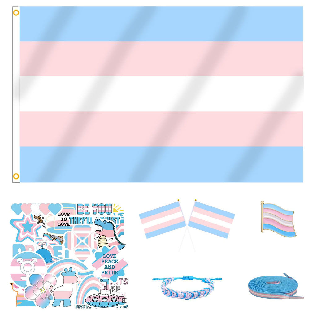 MEPLUM Pride 3x5 FT FTM Transgender Trans Flag Bundle for LGBTQ+ Accessories Present Celebration Parades Home Decor Party Supplies Festivals