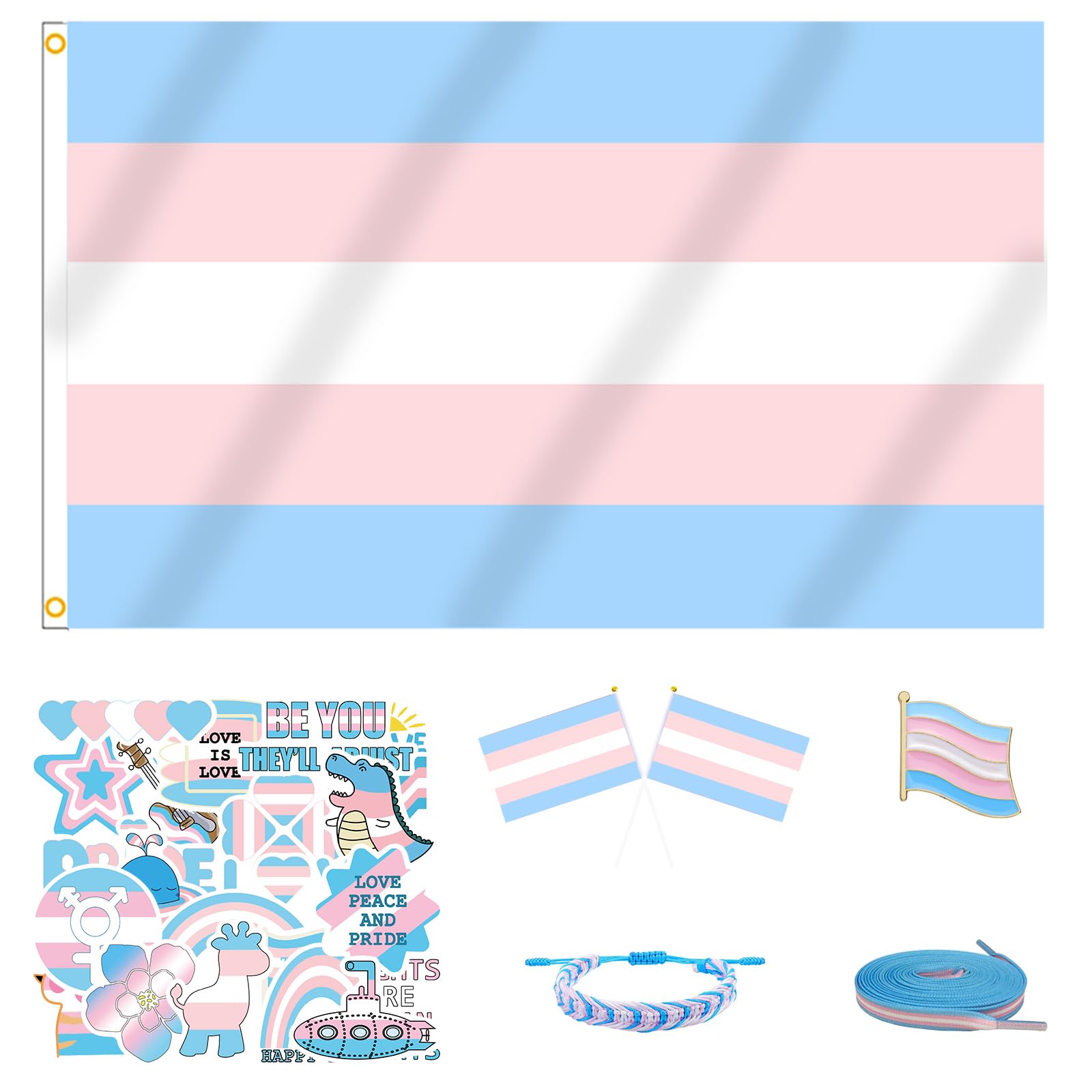 MEPLUM Pride 3x5 FT FTM Transgender Trans Flag Bundle for LGBTQ+ Accessories Present Celebration Parades Home Decor Party Supplies Festivals