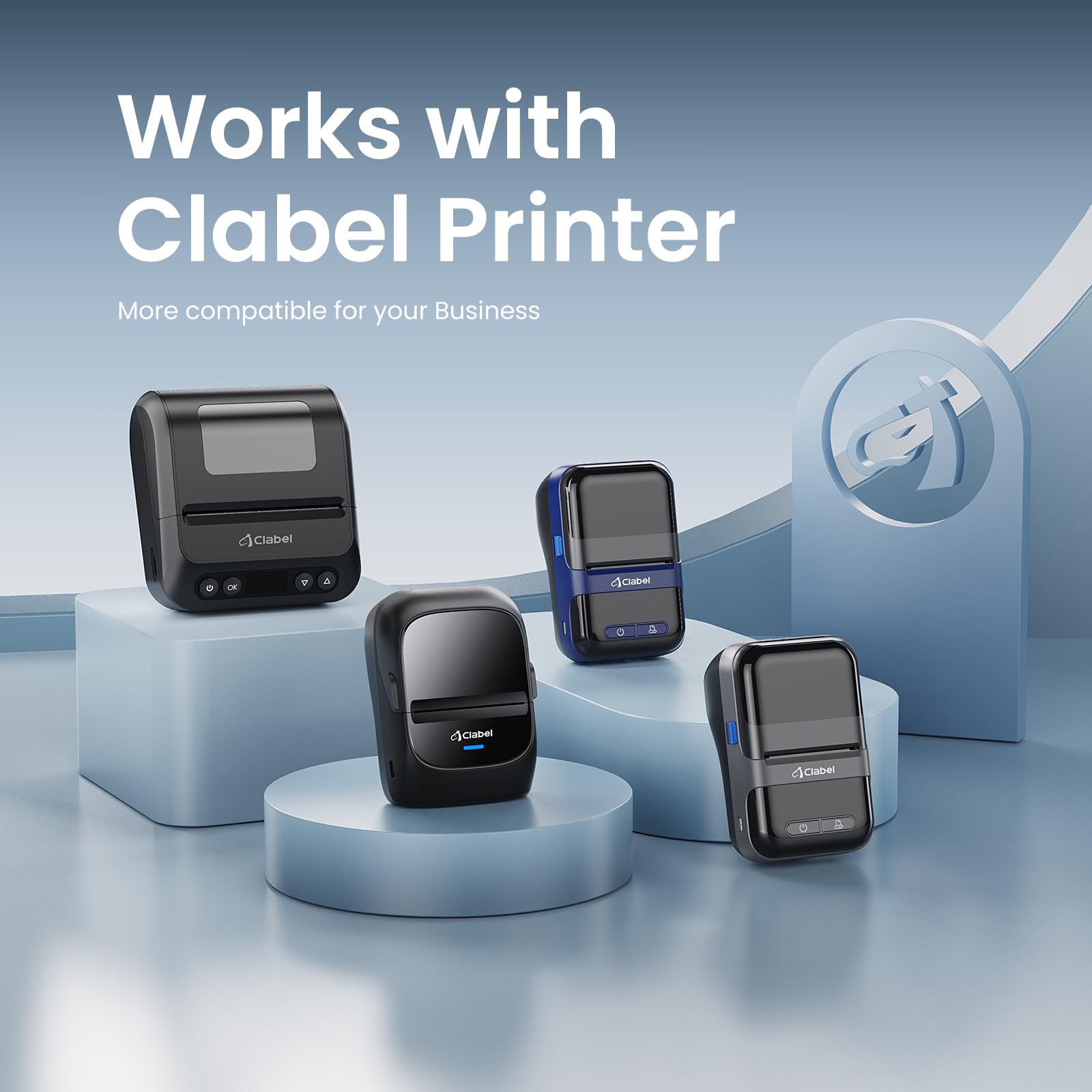 CLABEL Label Maker Tape for 220B/221B/230B Label Maker Thermal Label Roll Label Maker Paper Clear Label Waterproof Sticker Printer Paper (1.57'' x 1.18''(40 x 30mm)) 6 Rolls, Black on White