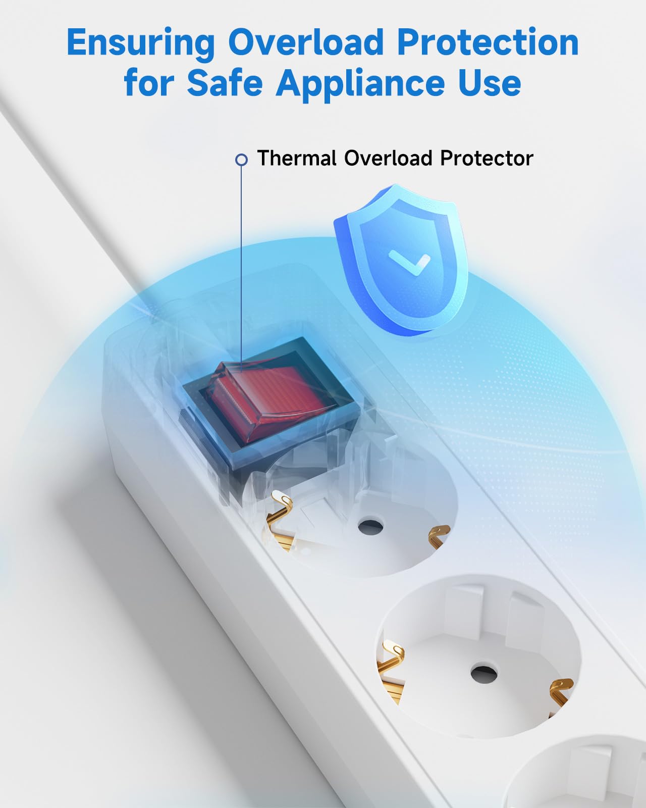 European to Canada Plug Adapter, EU to Canada Adapter, 3 AC Outlets for European Electronic Devices, Travel from France, Italy, Spain, Germany,13A/1625W