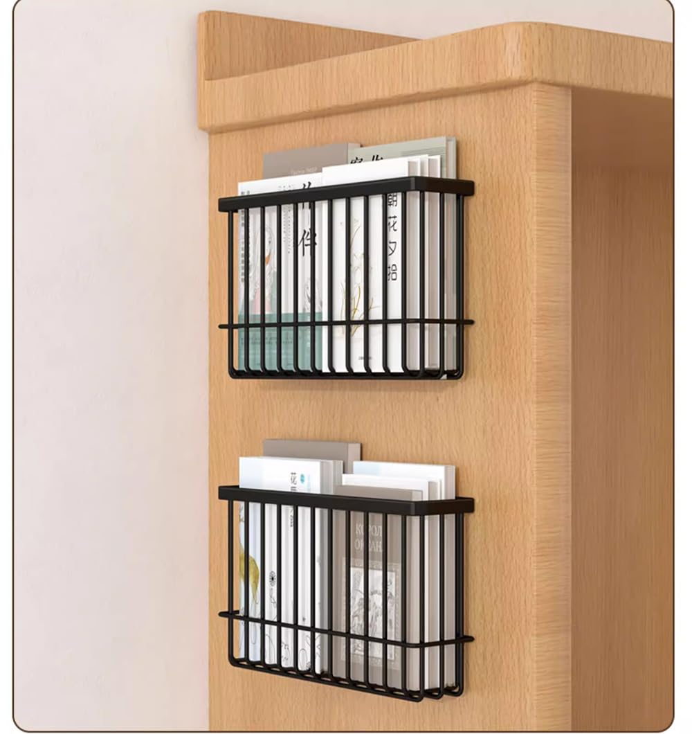 EigPluy 2 Pieces Kitchen Cabinet Door Storage Box, Self-Adhesive Storage Boxes, Wall Mounted Metal Storage Boxes,Cabinet/Bathroom/Fridge Small Items Organiser Storage Box (Black)