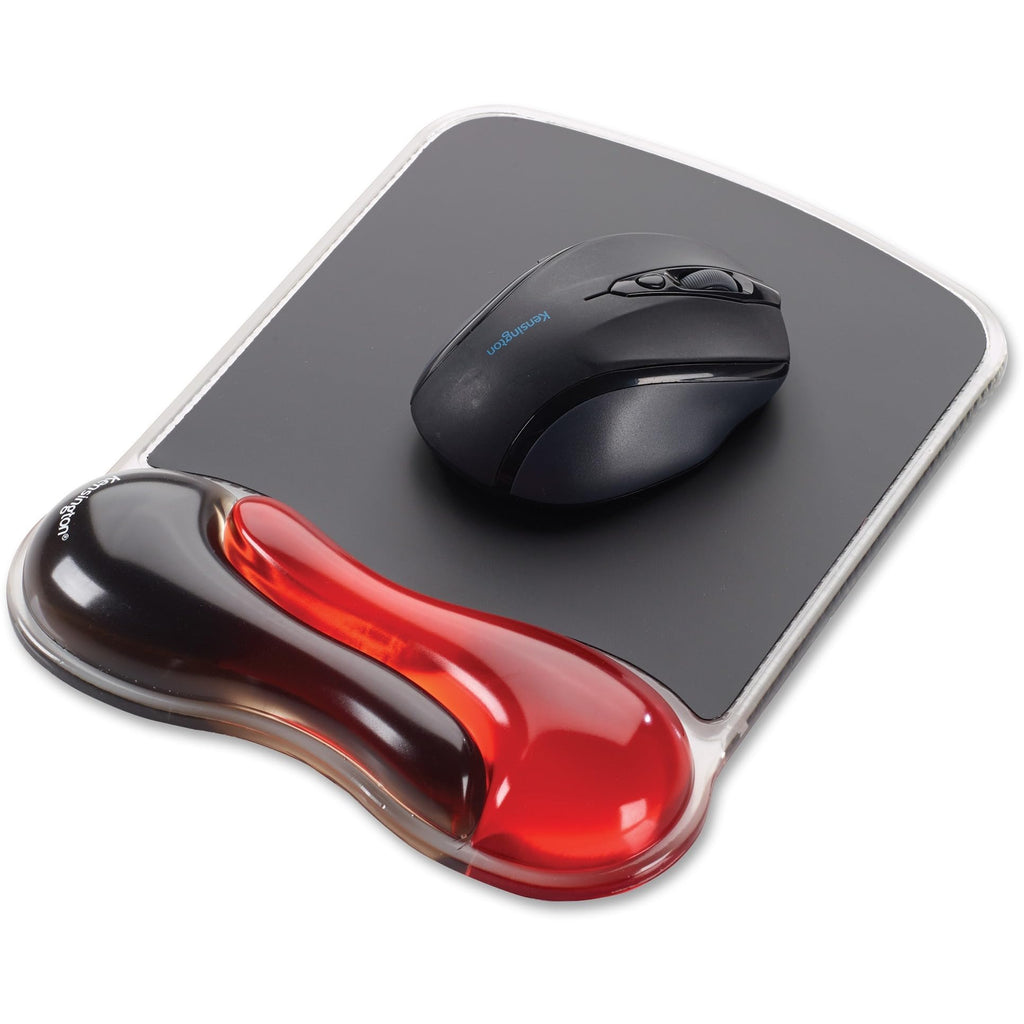Kensington Duo Gel Mouse Pad Wrist Rest - Black/Red, 1" x 7.3" x 9.5"