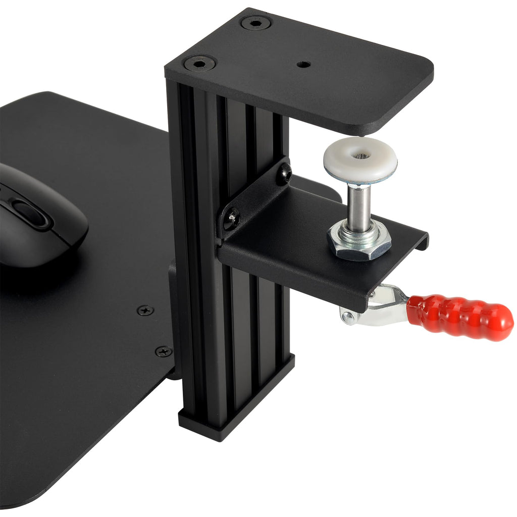 VTUIFBT Metal Clamp-on Adjustable Computer Mouse Pad and Device Holder for Desks, Metal Computer Mouse Desk Mount Pad, 10.63" x 8.66" Ergonomic Desk Extender Tray, Fits up to 4 Inch Desktops, Black