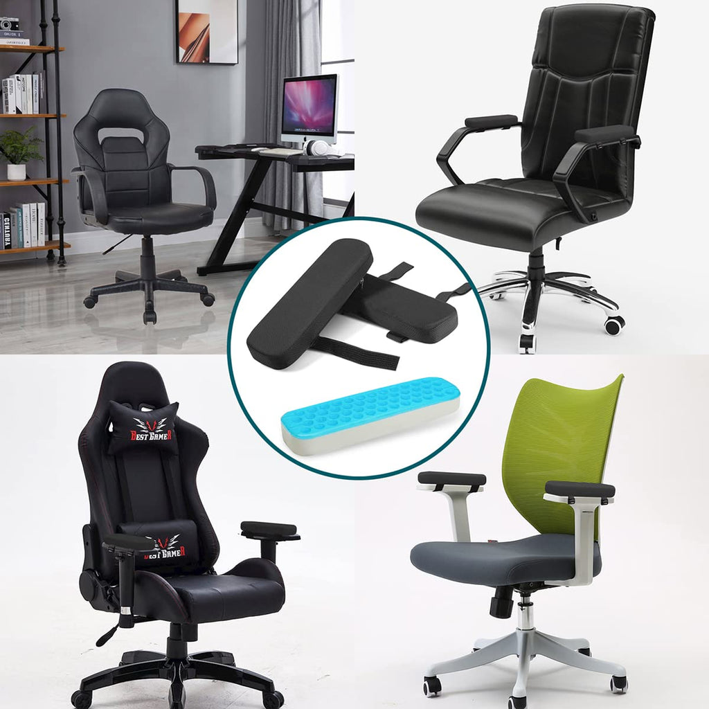 Ergonomic Armrest Pads, Cooling Gel Memory Foam Office Chair Armrest Pads, Comfortable Elbow Pillow for Arm Rest, Ergonomic Armrest Cushions for Chairs Wheelchair Comfy Gaming Chair Pack of 2
