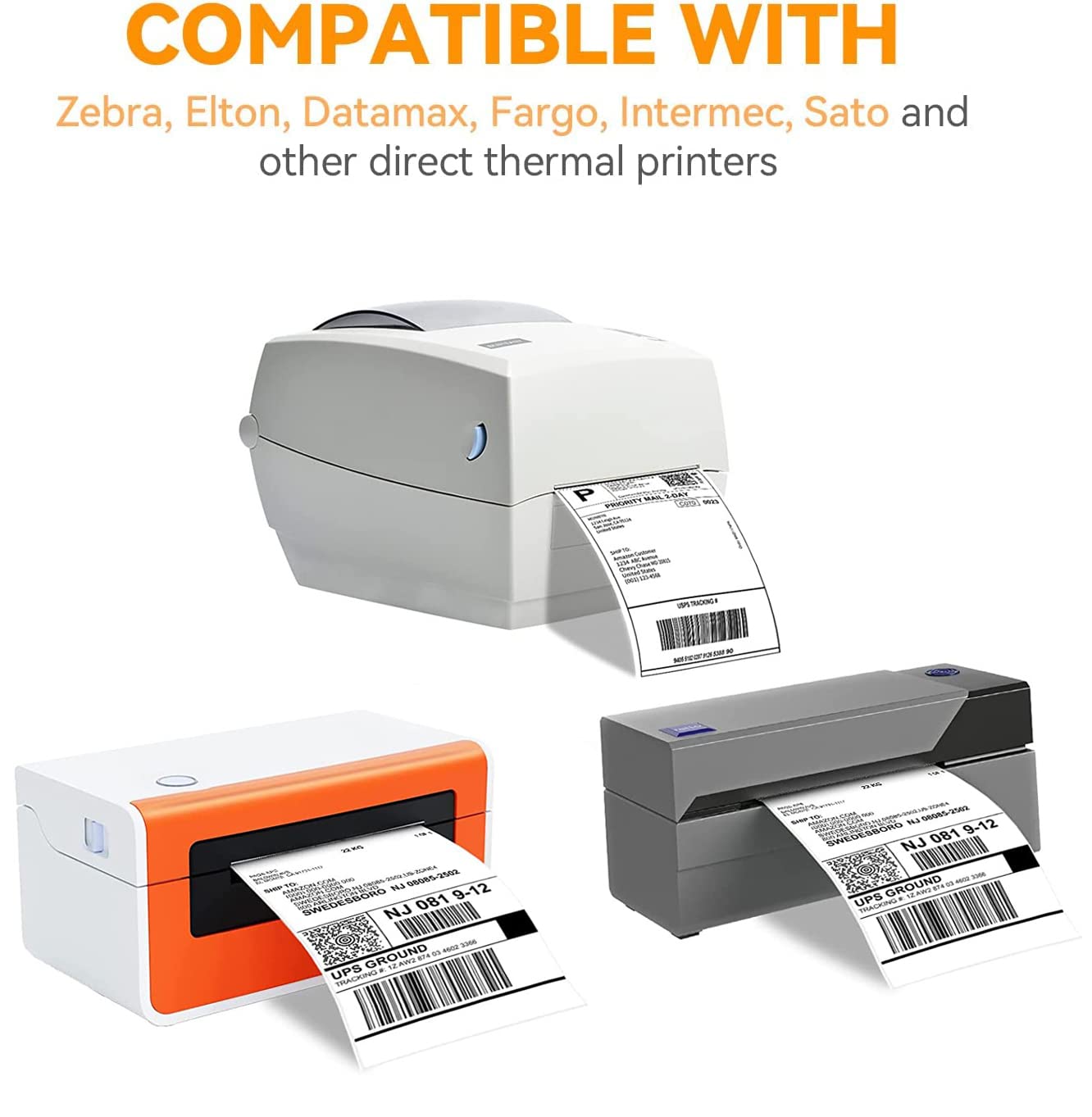Muotich 4x6 Direct Thermal Labels, 500 Fanfold 4 x 6 Thermal Printer Labels, Permanent Adhesive, White Perforated Shipping Label Compatible with Zebra & Rollo Printers