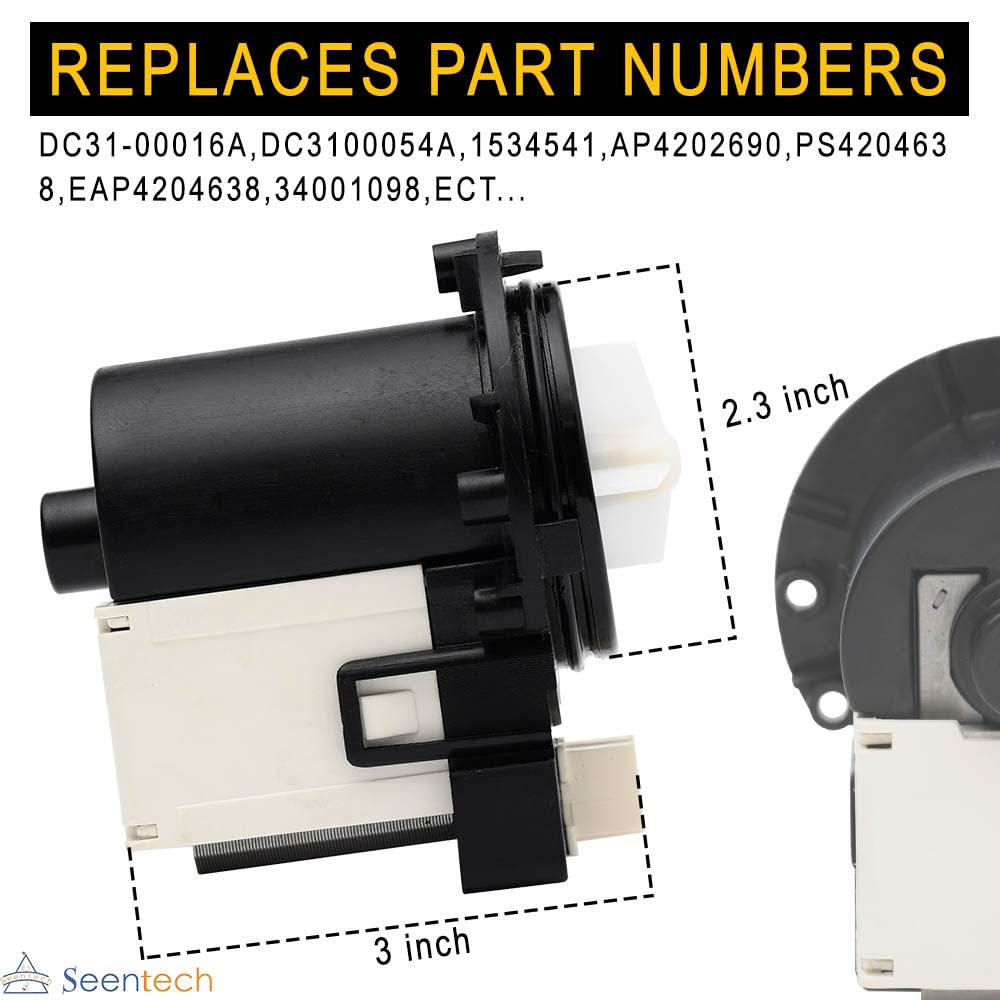 DC31-00054A Washer Drain Pump for Samsung Washing Machines by Seentech - Replaces Part Numbers AP4202690, 1534541, DC31-00016A, PS4204638