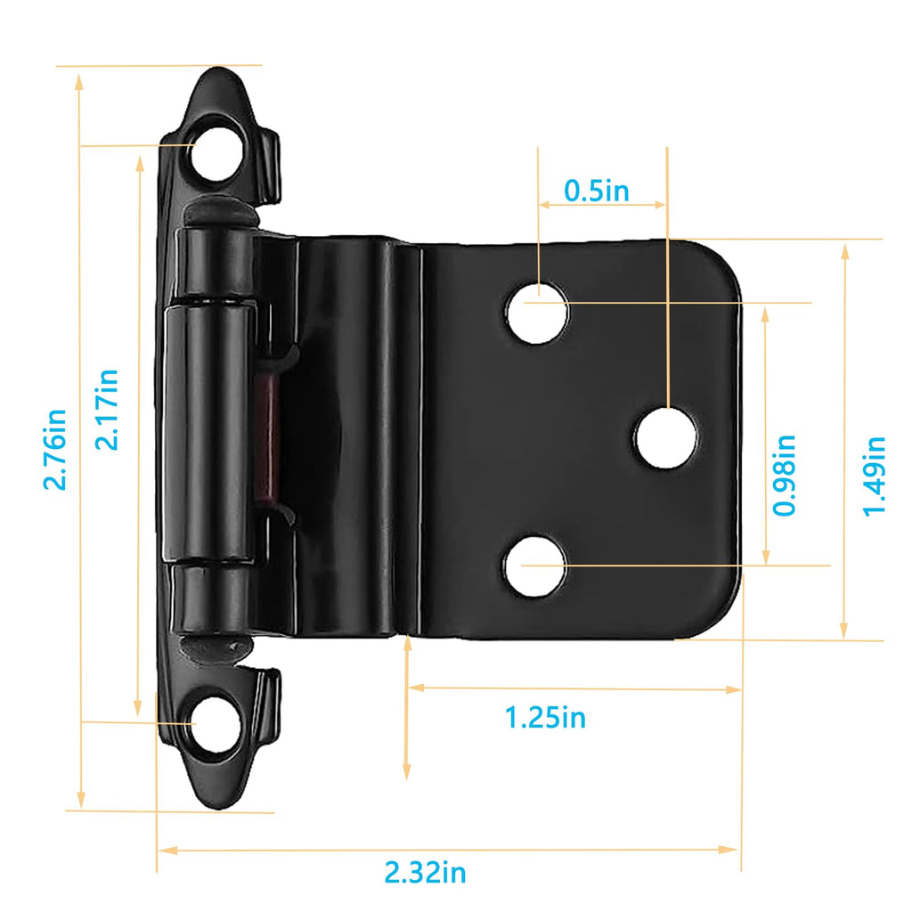16 Pack Cabinet Hinges for Kitchen Cabinets,3/8" Inset Cabinet Hinge Self Closing Kitchen Cabinet Door Hinges Black Kitchen Cabinet Door Hinges with Screws(8 Pairs)