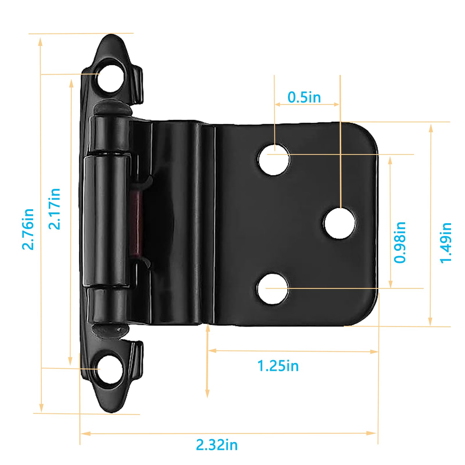 16 Pack Cabinet Hinges for Kitchen Cabinets,3/8" Inset Cabinet Hinge Self Closing Kitchen Cabinet Door Hinges Black Kitchen Cabinet Door Hinges with Screws(8 Pairs)
