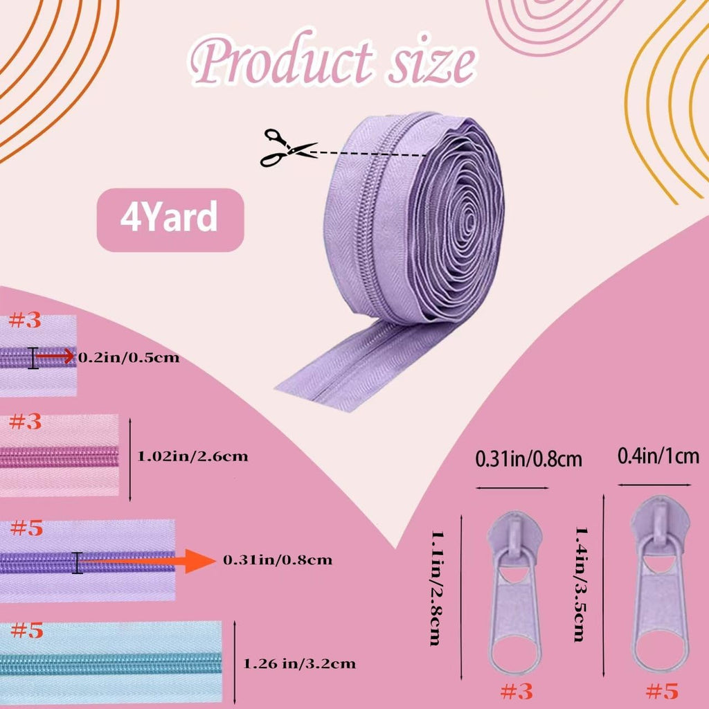 Amtvuzy 80 Yards 20 Colors Zipper,#3 Nylon Coil Zippers Bulk for Sewing,DIY Crafts and Tailoring With 200 Zipper Sliders,Zippers by The Yard for Clothes,Bags and Purse Making Supplies,etc.