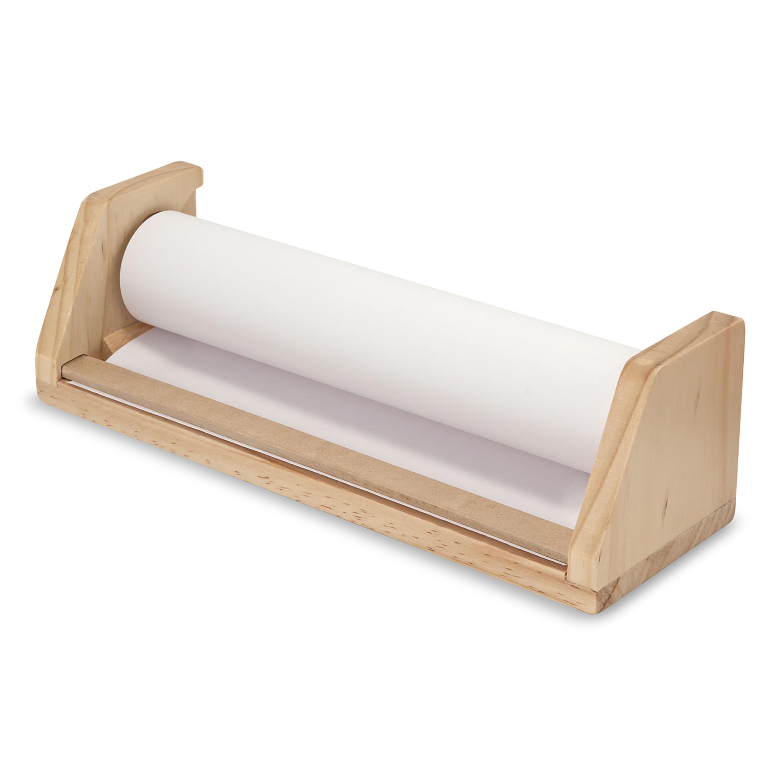 Melissa & Doug Wooden Tabletop Paper Roll Dispenser with 12” x 75-Foot White Bond Paper & Roller, Art Supplies for Drawing, Painting, Crafting & Origami, Arts & Crafts Supplies for Kids Ages 3+