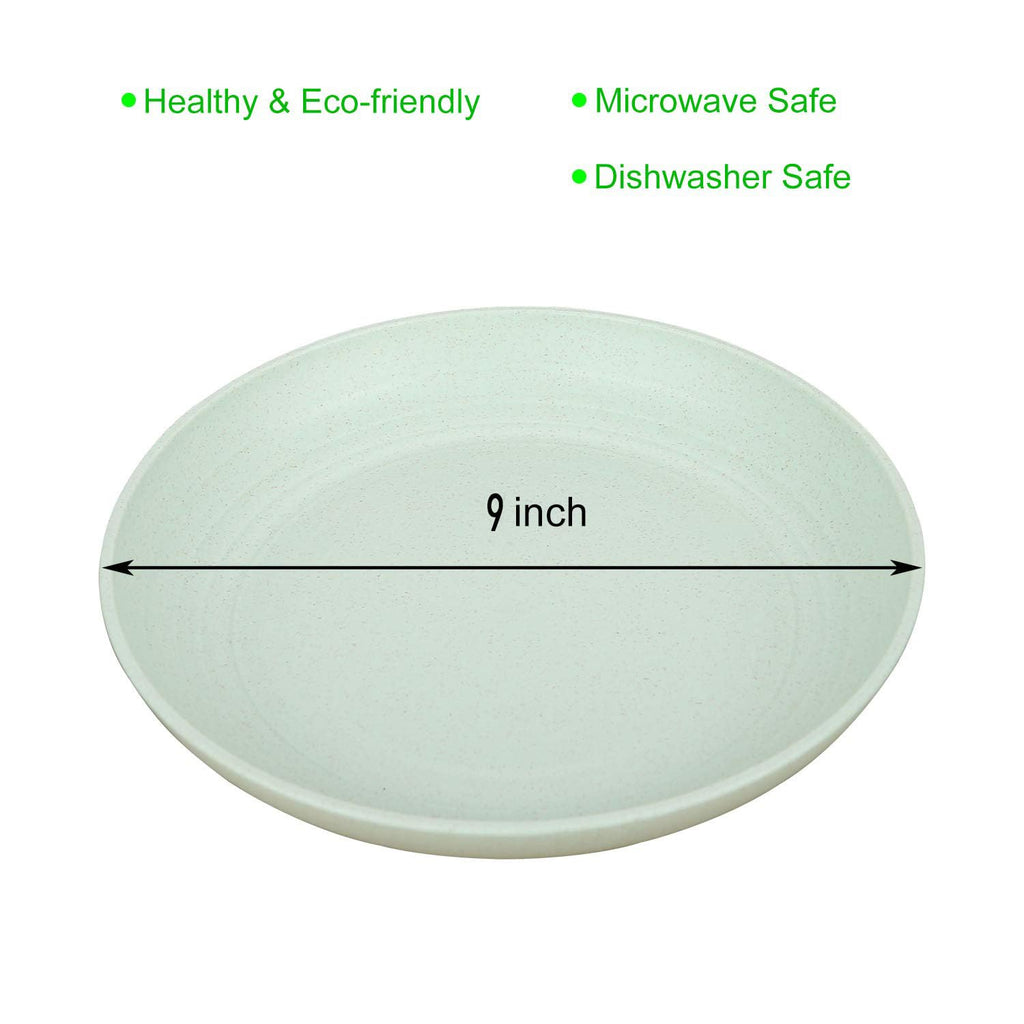 8 Pieces 9 Inch Plates, 23cm Plates, Wheat Stalk Dinner Plates, Wheat Straw Plates, Reusable Plastic Plates for Salad, Fruits, Cake, Snacks - Safe, BPA Free Health