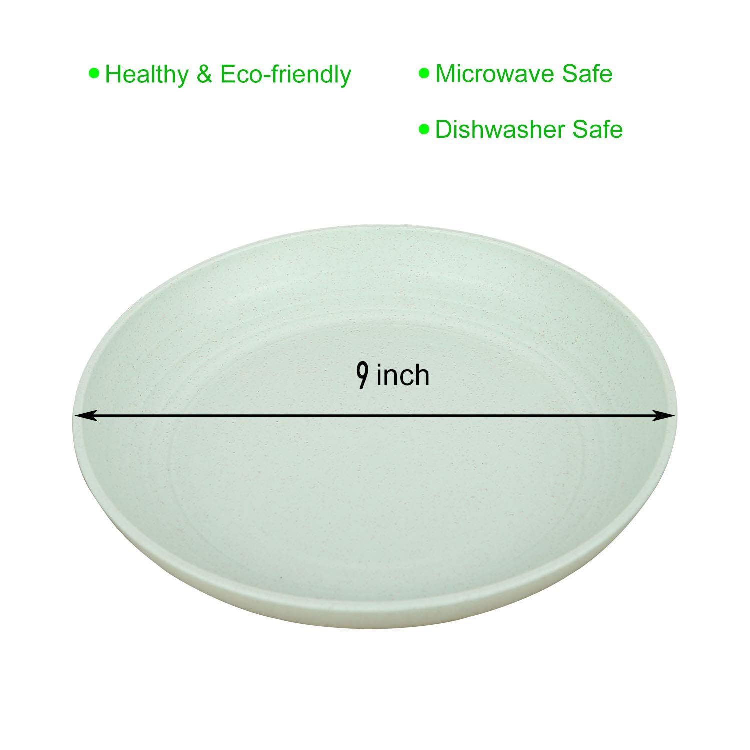 8 Pieces 9 Inch Plates, 23cm Plates, Wheat Stalk Dinner Plates, Wheat Straw Plates, Reusable Plastic Plates for Salad, Fruits, Cake, Snacks - Safe, BPA Free Health