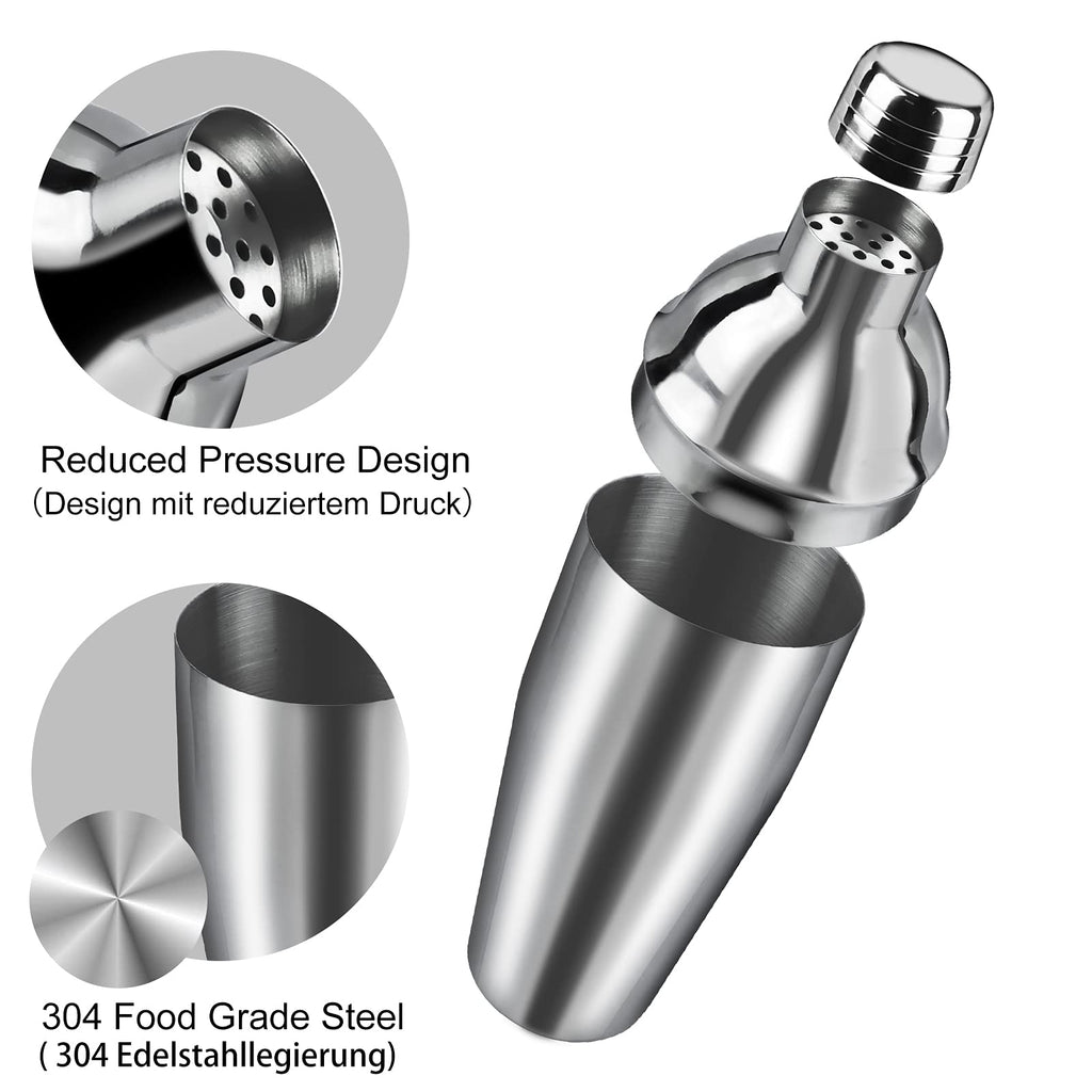 Cocktail Shaker Set|8pcs Cocktail Making Set Stainless Steel 750ml Shakers|Bartender Kit Bar Tool Set with Strainer, Pourers, Muddler, Double Jigger, Mixing Spoon at Home & Bar Gift Set