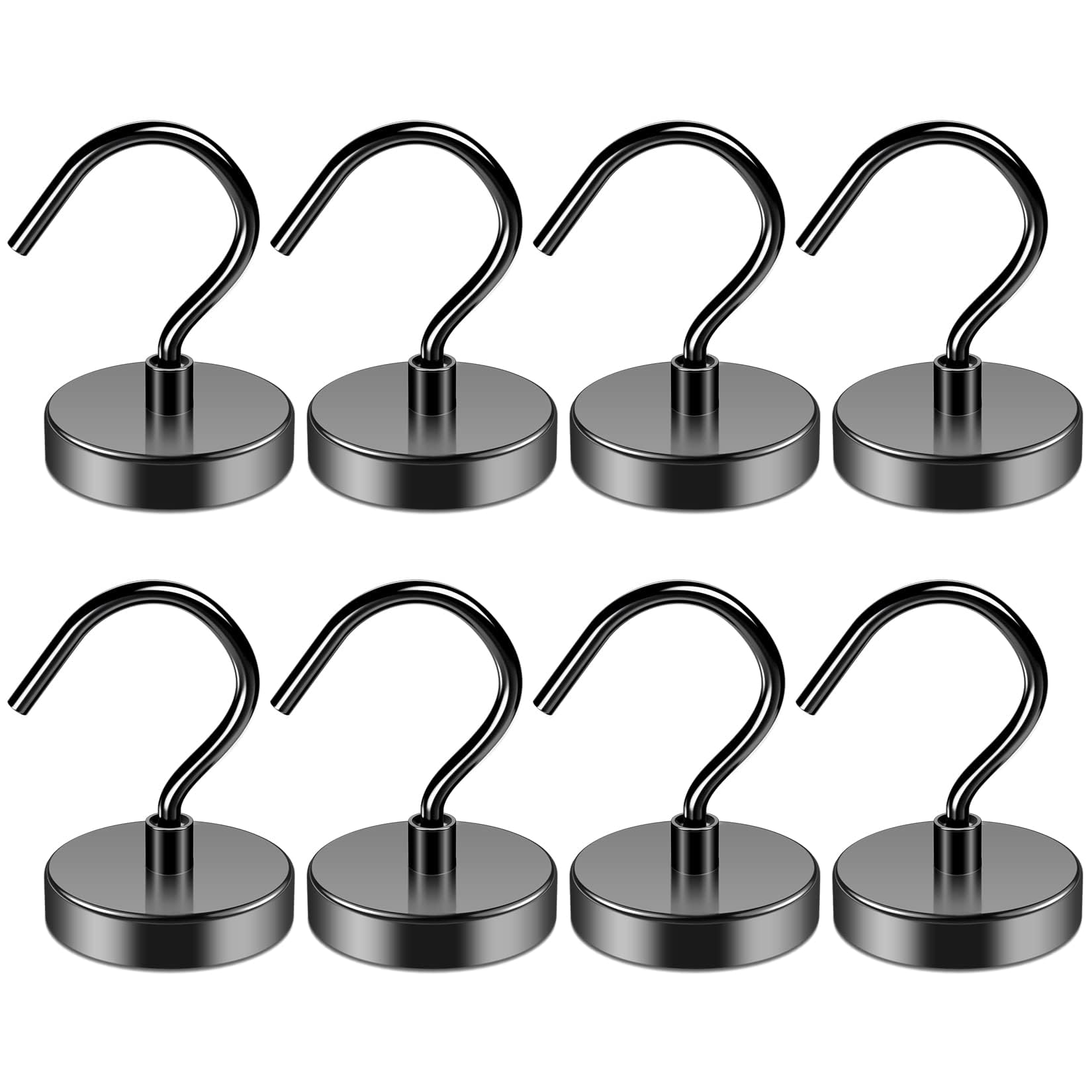 Grtard 8 Pack 100lbs Magnetic Hooks Heavy Duty, Strong Neodymium Magnet Hooks for Hanging Magnet with Hooks for Curtain, Home, Kitchen, Workplace