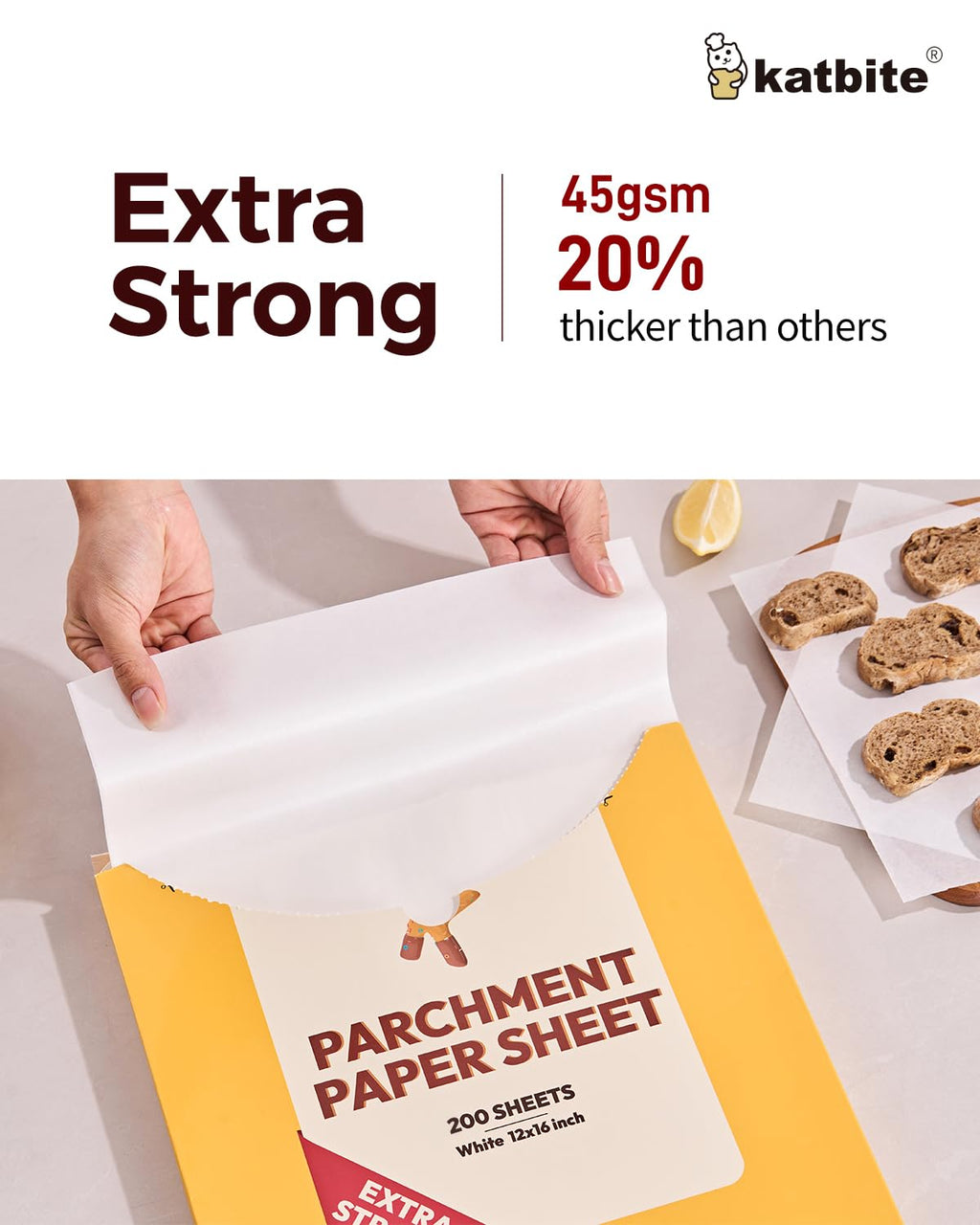 Katbite 200pcs Parchment Paper Sheets 12x16 inch (9x13 Optional) Heavy Duty, Baking Paper Parchment for Cookies, Bread, Meat, Pizza