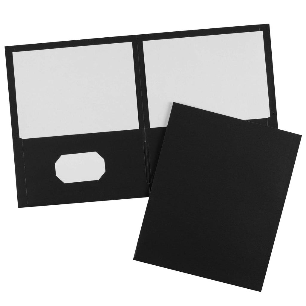 Two Pocket Folders, Black, Paper, 8-1/2" x 11"