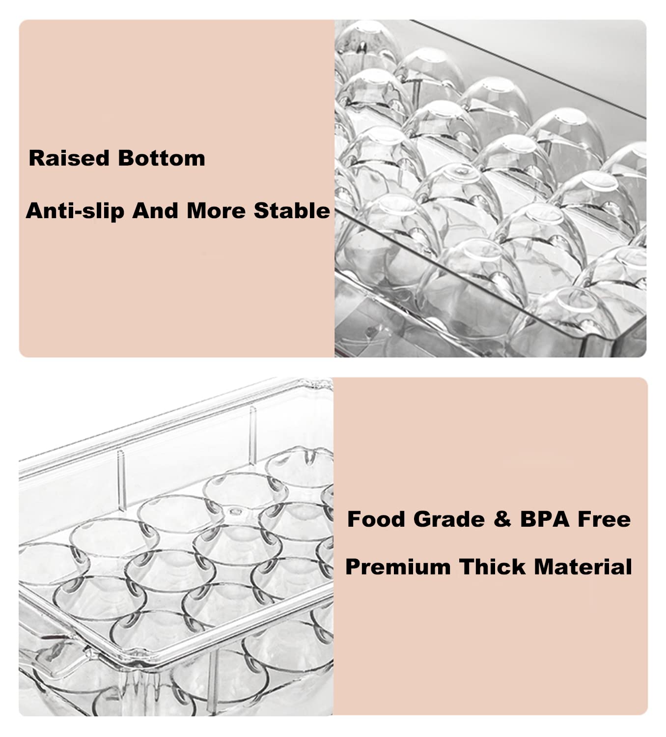 Pure Future 2-Pack Fridge Organizers and Storage (Holds 30 Eggs) - Clear Plastic Egg Containers with Lids, Stackable Food Bins, BPA-Free, Hand Wash Only