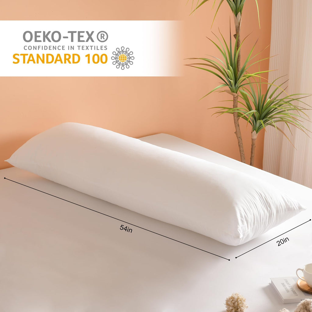 SHERWOOD Body Pillow 20 x 54 Inch Long Pillow, White Cotton Fabric with Down Alternative Filling (Body Pillow)