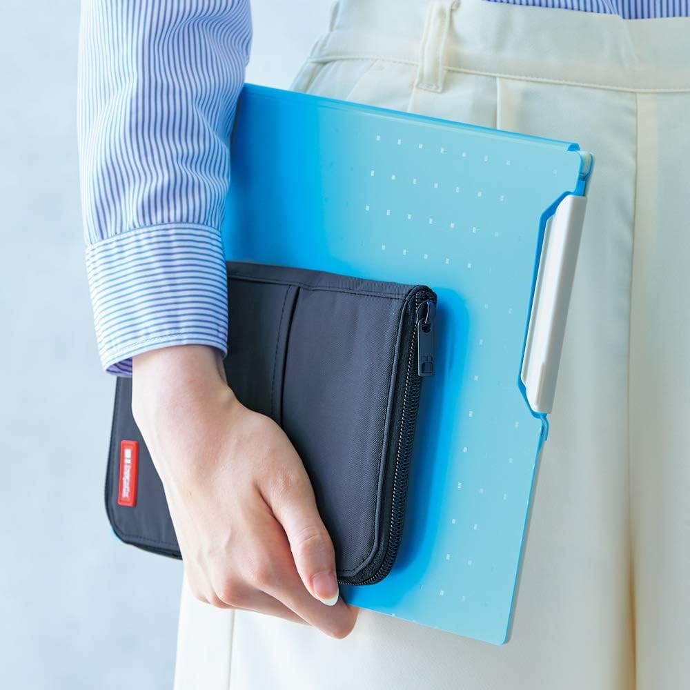 LIHITLAB LAB Slim Pen/Pencil Pouch, Wide, 0.7 × 5.5 × 8.5 Inches, Black (A7653-24)