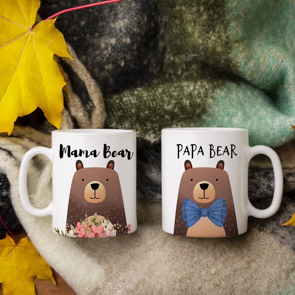 Fatbaby Mama Bear and Papa Bear Coffee Mugs,Father's Day Mother's Day gifts for Mom and Dad,Valentine's Day Christmas Gifts for Parents