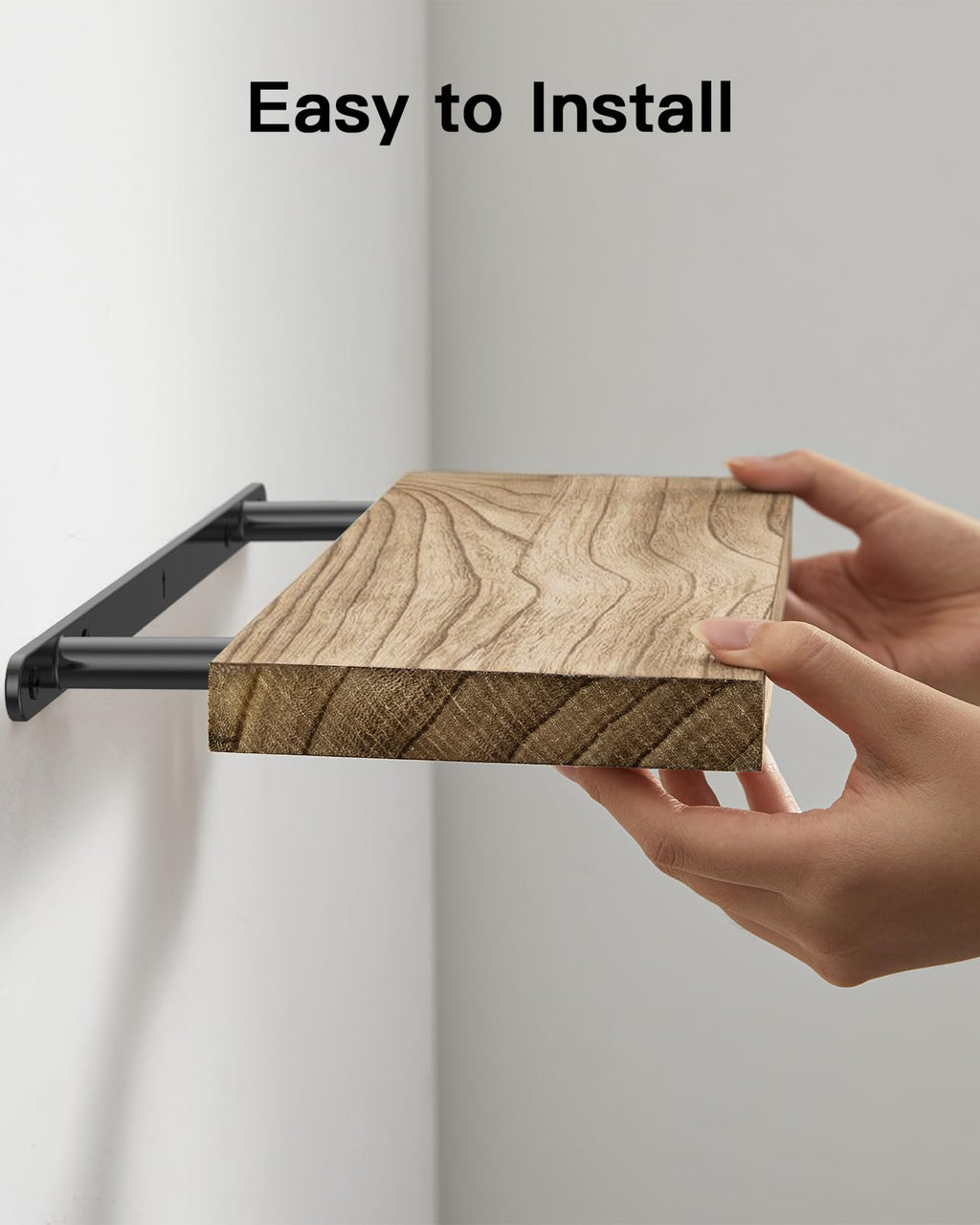 AMADA HOMEFURNISHING Floating Shelves, Paulownia Wood Wall Shelves for Bathroom/Living Room/Bedroom/Kitchen/Home Office, Natural Wood Wall Shelf for Home Storage & Organization, Set of 4, AMFS40