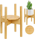 Plant Stand with Tray, Mid-Century Modern Flower Pot Holder, Adjustable Plant Stand for Multiple Pots, Indoor Space Saving Vertical Plant Shelf, Fits Pots Size of 20-30 CM (Plant Pot NOT Included)