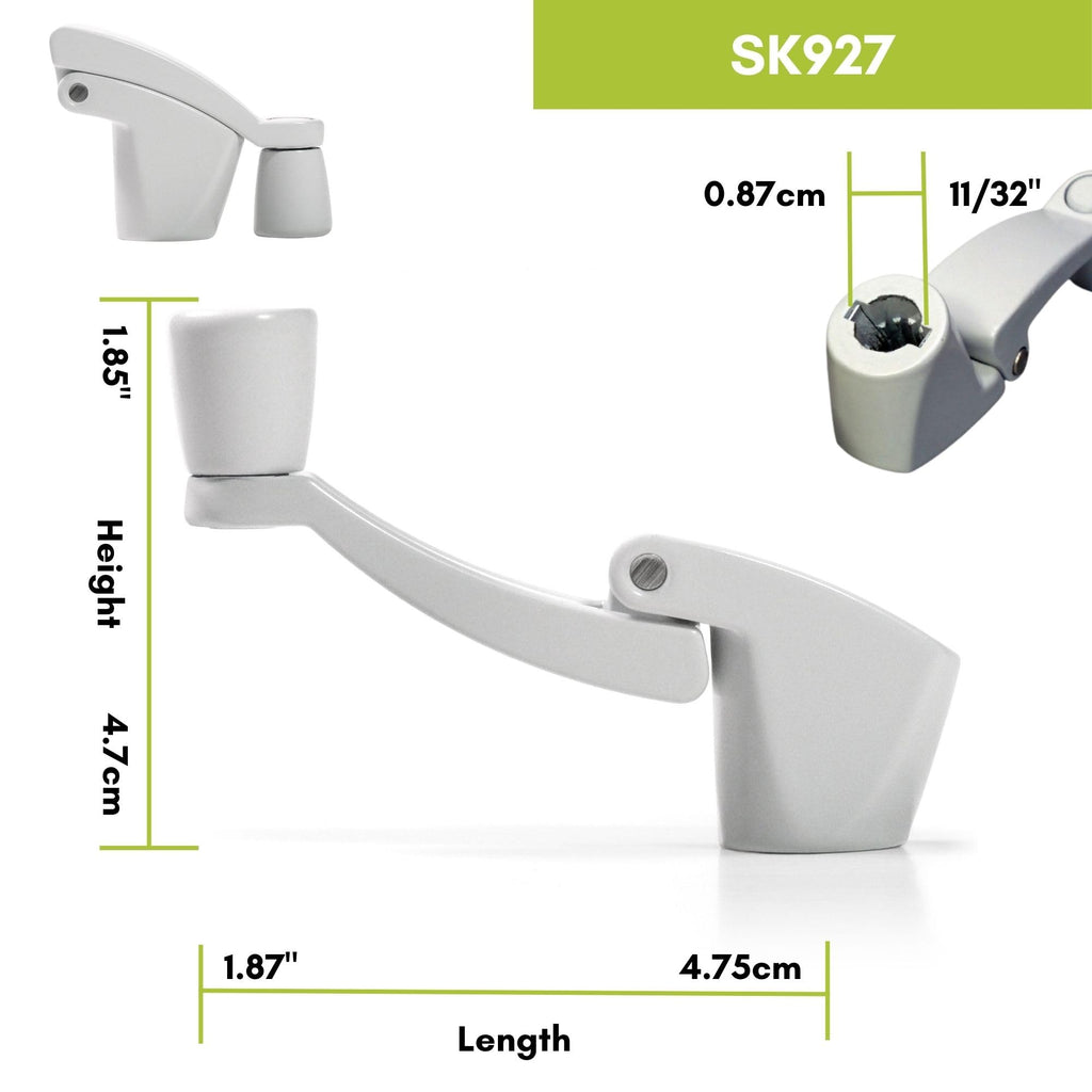 Ideal Security Folding Window Crank Handle, 11/32” Spline, White, 2-Pack