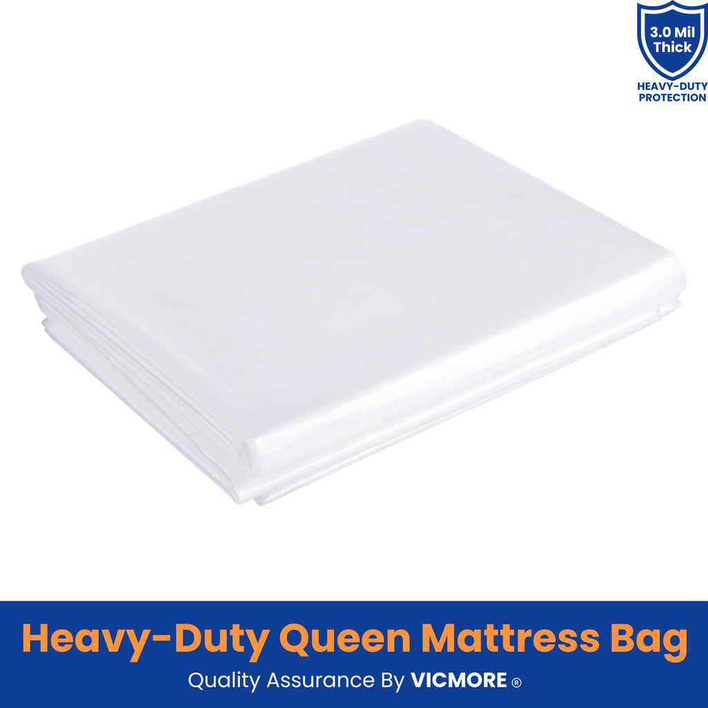 VICMORE Queen Mattress Moving & Storage Bag 60" x 100" - Heavy-Duty 3 Mil Tear-Resistant Plastic Cover for Moving, Protection & Storage