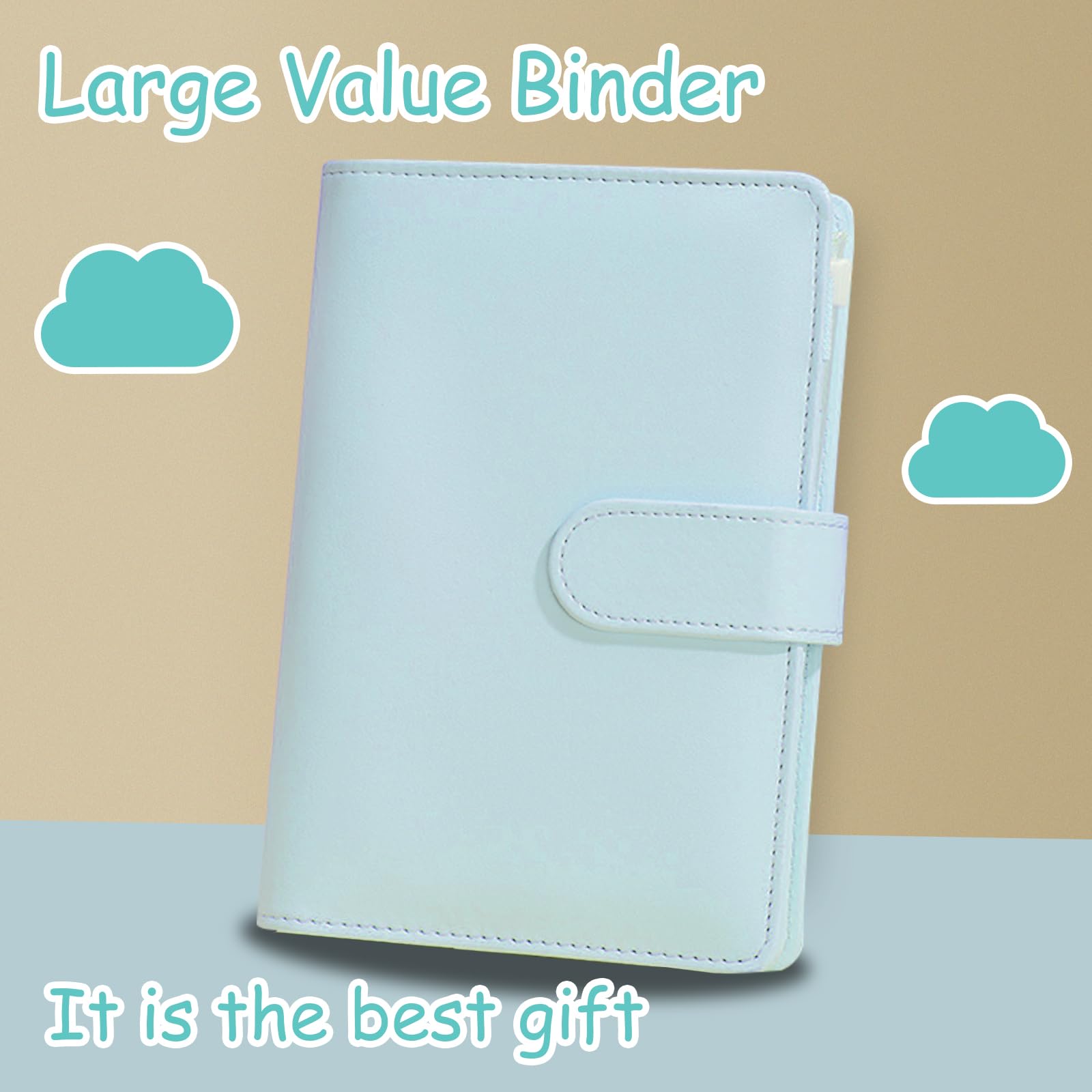A5 Ring Binder, 6 Ring PU Leather Loose Leaf Notebook Planner Notebook Cover with 45 Sheets A5 Lined Paper, Binder Dividers for School Office Meetings,Blue