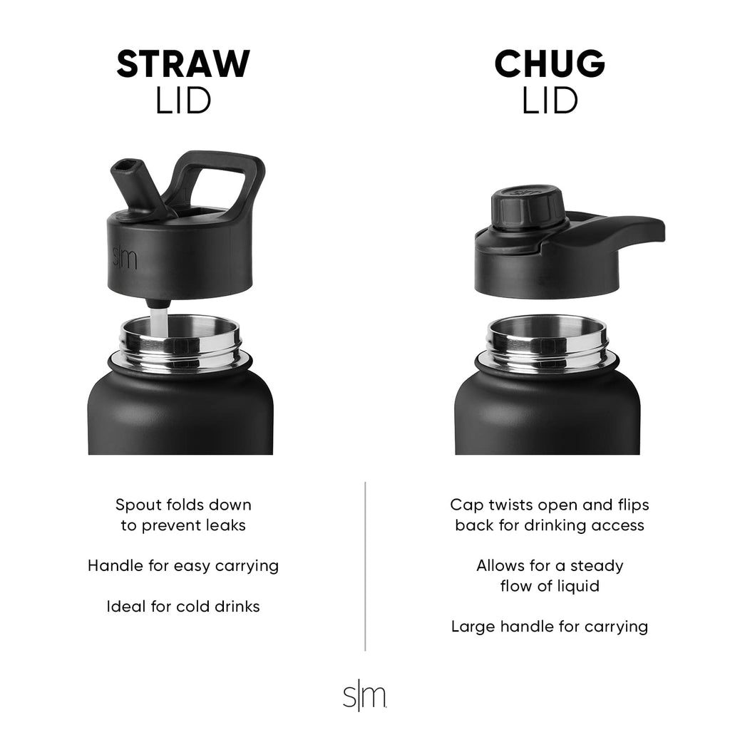 Simple Modern Water Bottle with Straw and Chug Lid Vacuum Insulated Stainless Steel Metal Bottles | Reusable Leak Proof BPA-Free Flask for Sports Gym | Summit Collection | 32oz, Blush