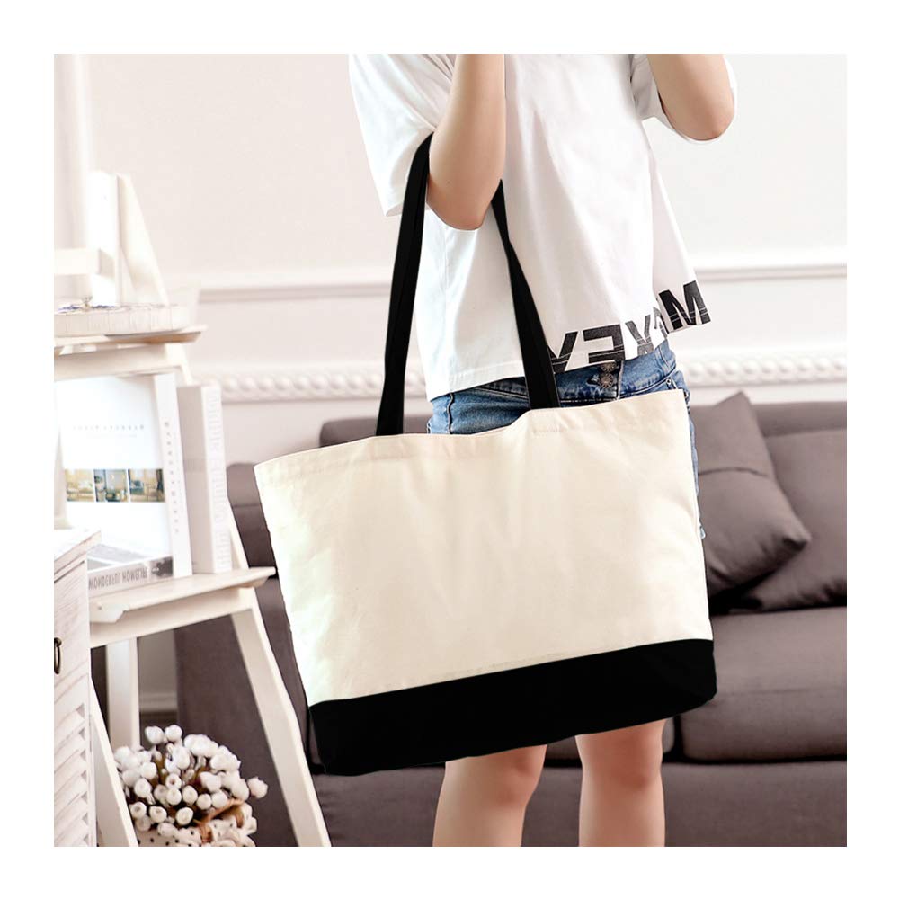 8 Pcs 18.5"x15" (47x38CM) Canvas Tote Bags Large Tote Shopping Bags with Handle Multipurpose Fashionable DIY Large Reusable Grocery Bag Gift Bag and Wedding Birthday Promotion Giveaways Two Tone