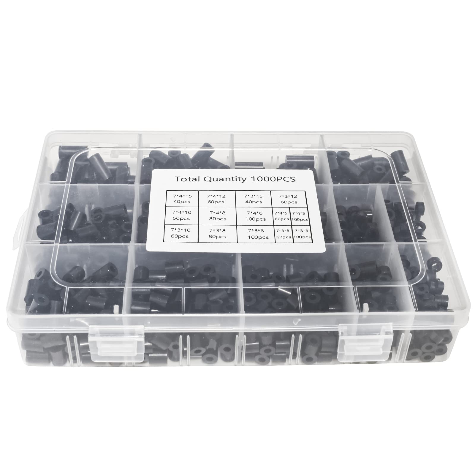 1000 Pcs Electrical Outlet Screws Spacers, Nylon Round Spacer for M3 M4 Screws, Black Spacers Without Threaded, Spacers Assortment Kit for Electrical Screws Switch and Receptacle (Black)