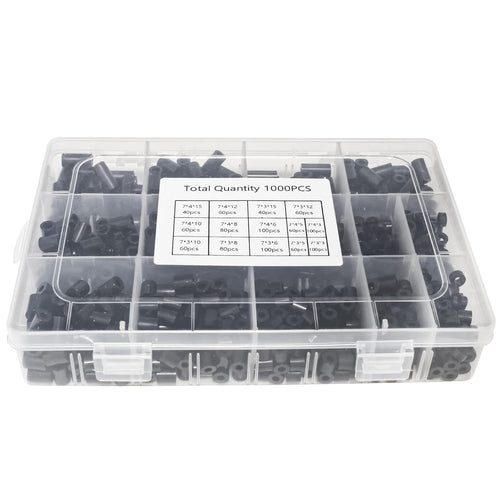 1000 Pcs Electrical Outlet Screws Spacers, Nylon Round Spacer for M3 M4 Screws, Black Spacers Without Threaded, Spacers Assortment Kit for Electrical Screws Switch and Receptacle (Black)