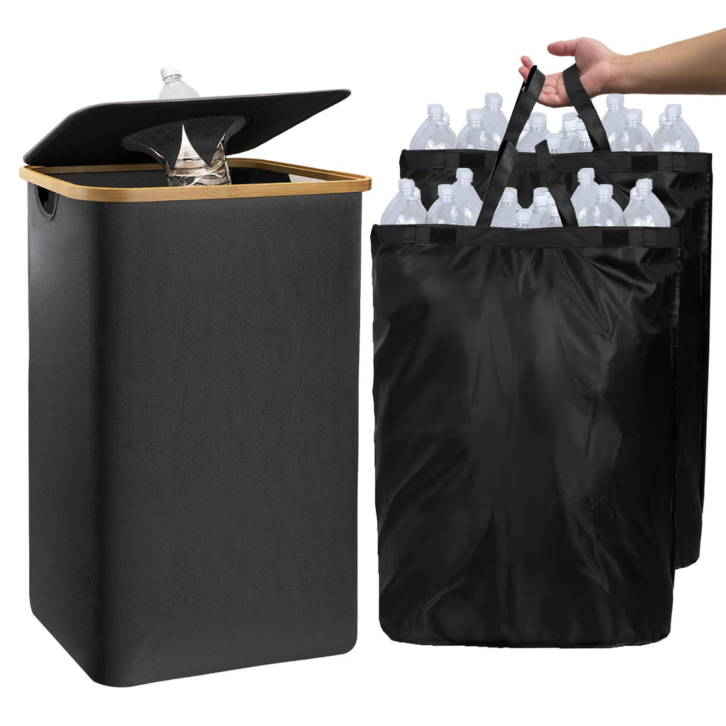Recycling Bin for Kitchen Large 27 Gallon 103L Bin with 2 Removable Reusable Inner Bag,Large Indoor Home Recycling Bin for Bottle Can Glass Waste Plastics